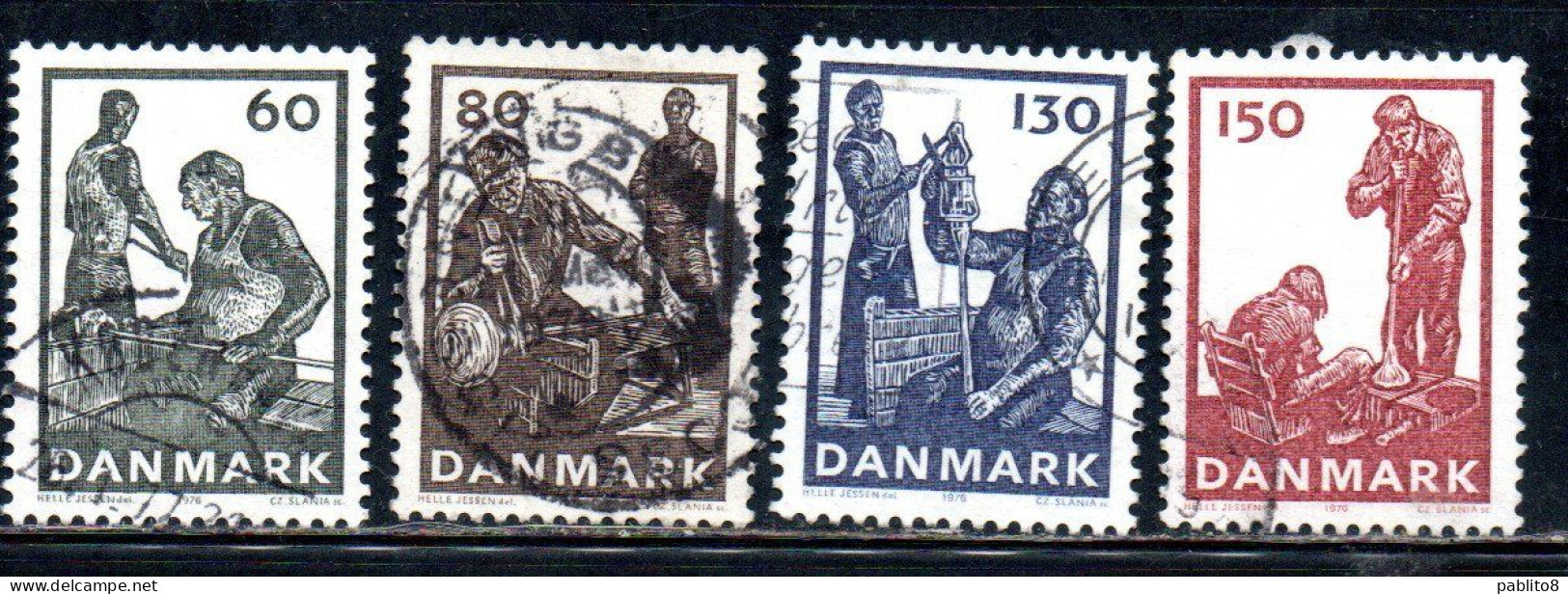 DANEMARK DANMARK DENMARK DANIMARCA 1976 DANISH GLASS PRODUCTION COMPLETE SET SERIE USED USATO OBLITERE' - Used Stamps