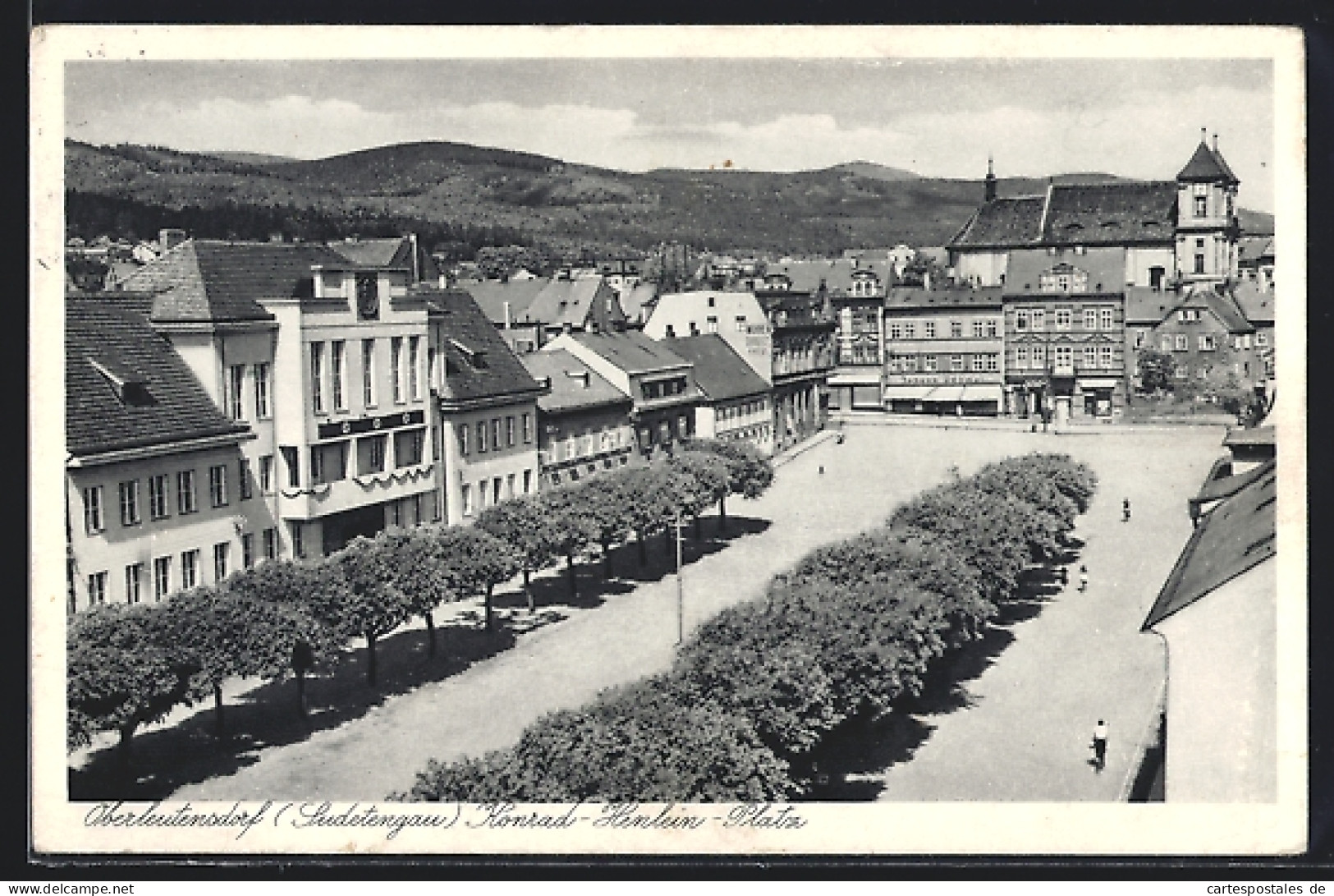 AK Oberleutensdorf, Konrad-Henlein-Platz Aus Der Vogelschau, E  - Tchéquie