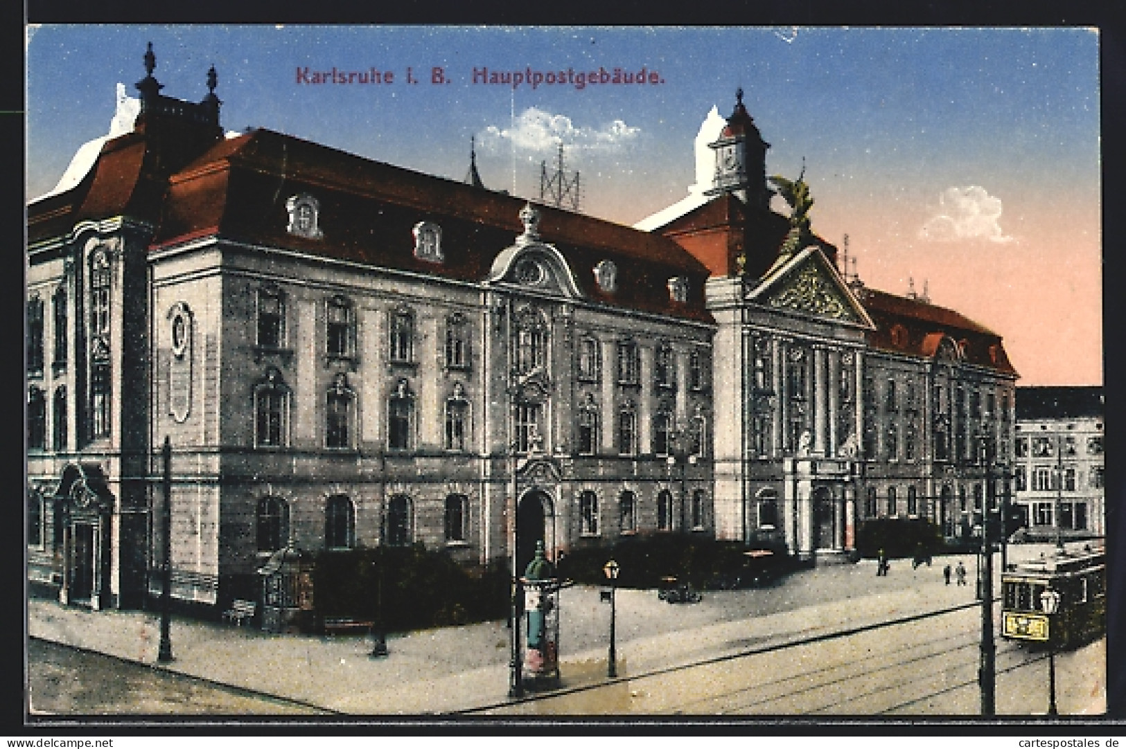 AK Karlsruhe I.B., Hauptpostgebäude  - Karlsruhe