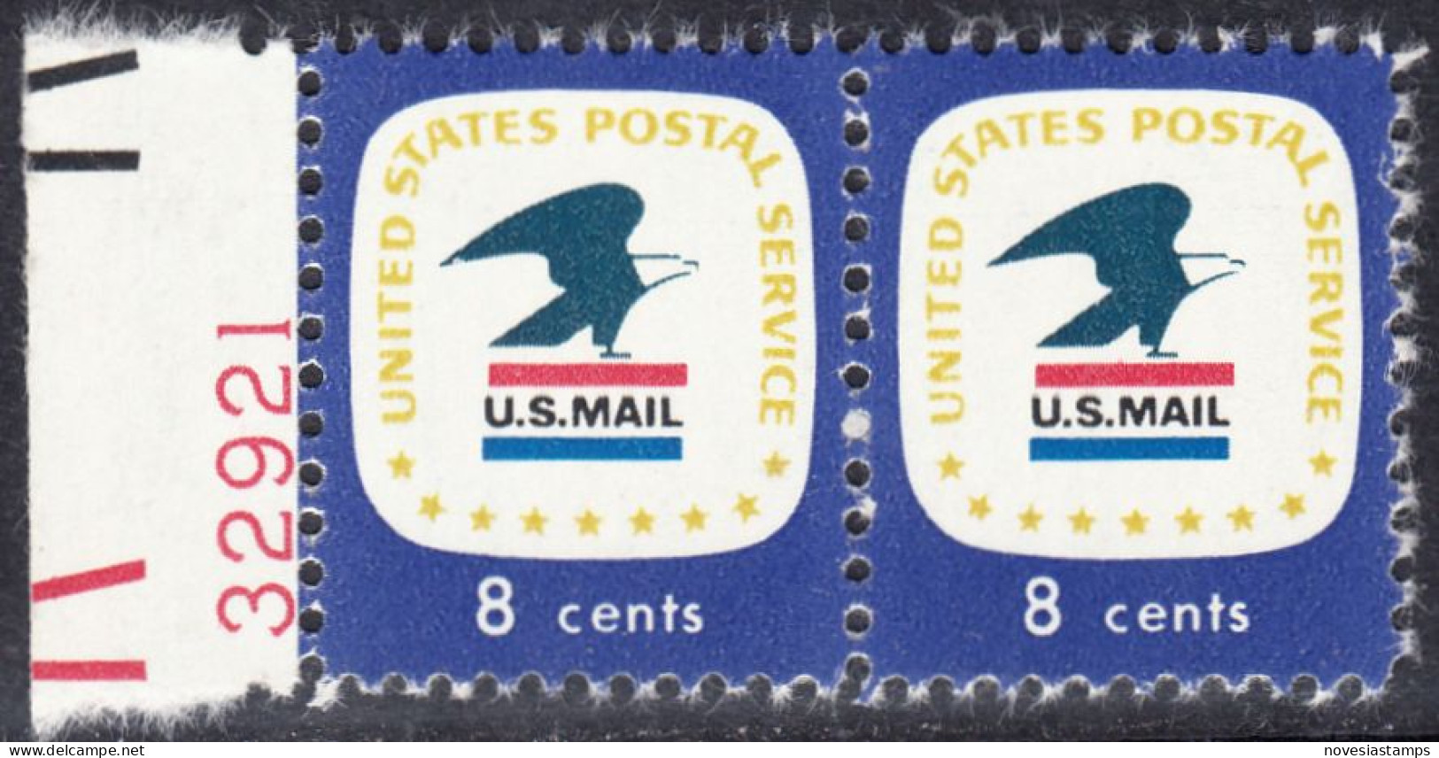 !a! USA Sc# 1396 MNH Horiz.PAIR W/ Left Margin & Plate-# 32921 - US Postal Service - Unused Stamps