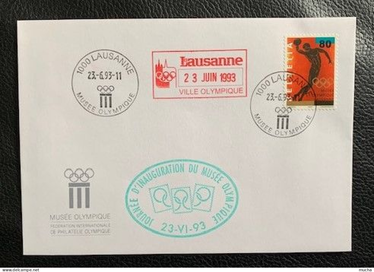 20412 - Enveloppe  Inauguration Du Musée Olympique Lausanne 23.06.1993 Cachet Rouge Et Cachet Vert - Sonstige & Ohne Zuordnung