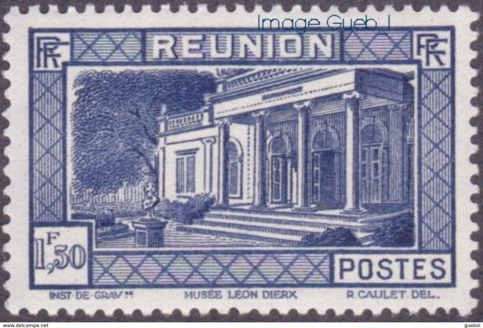 Réunion N° 142 ** Vue -> Musée Léon Dierx à Saint Denis Le 1fr50 Outremer - Unused Stamps