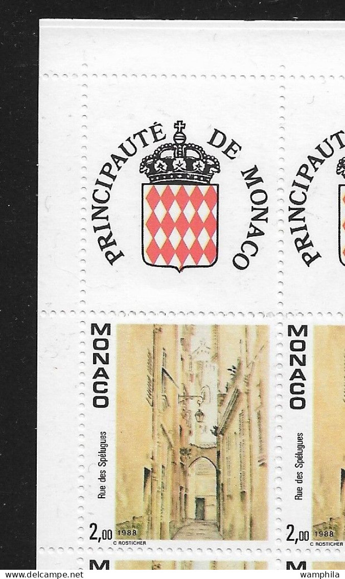 Monaco 1989. Carnet N°3, N°1669 Vues Du Vieux Monaco-ville. - Nuevos