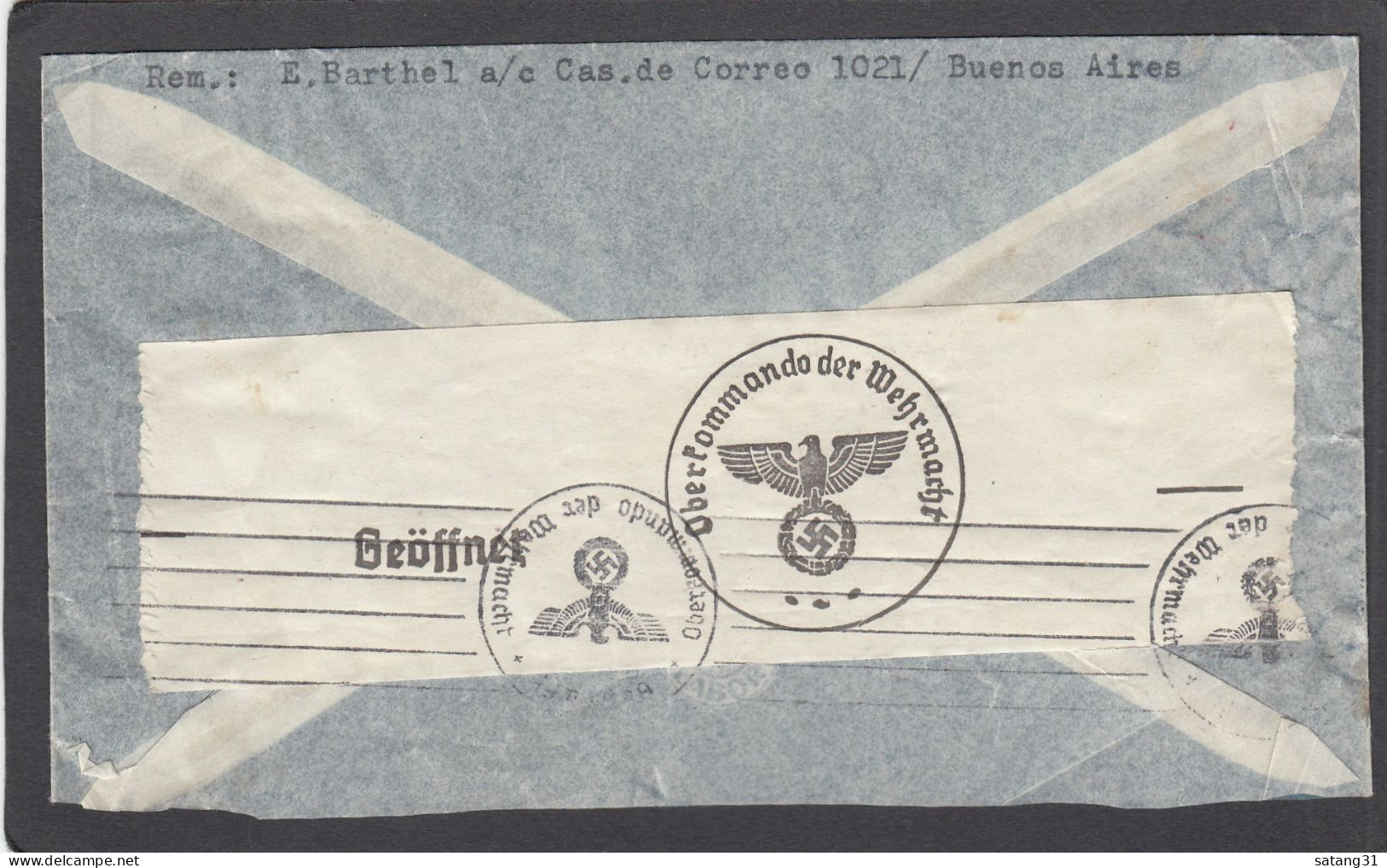 LETTRE PAR AVION, VIA CONDOR - LATI, DE BUENOS AIRES POUR LEIPZIG,OUVERTE PAR LA CENSURE ALLEMANDE OKW, 1940. - Poste Aérienne