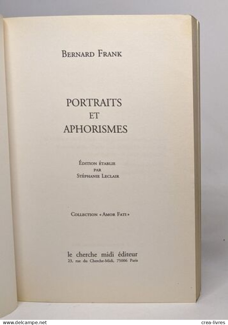 Portraits Et Aphorismes - Other & Unclassified
