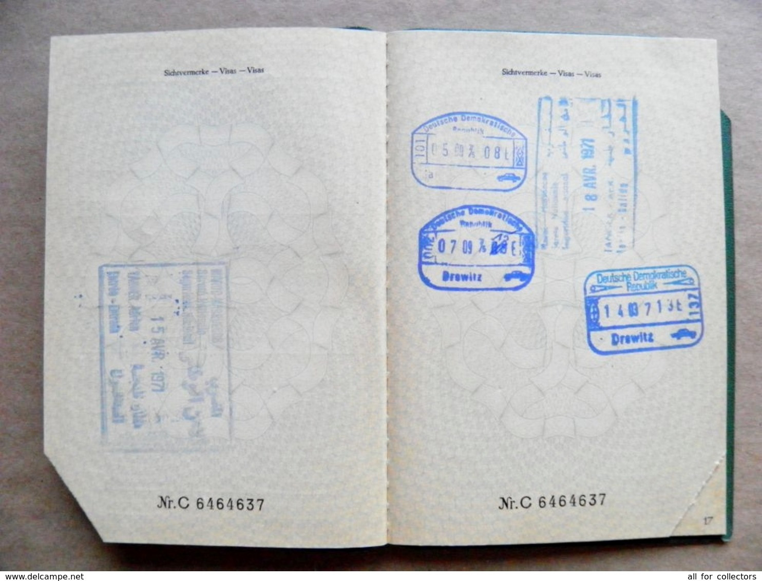 Reisepass Passport Germany Deutschland 1971 Bremen - Historical Documents