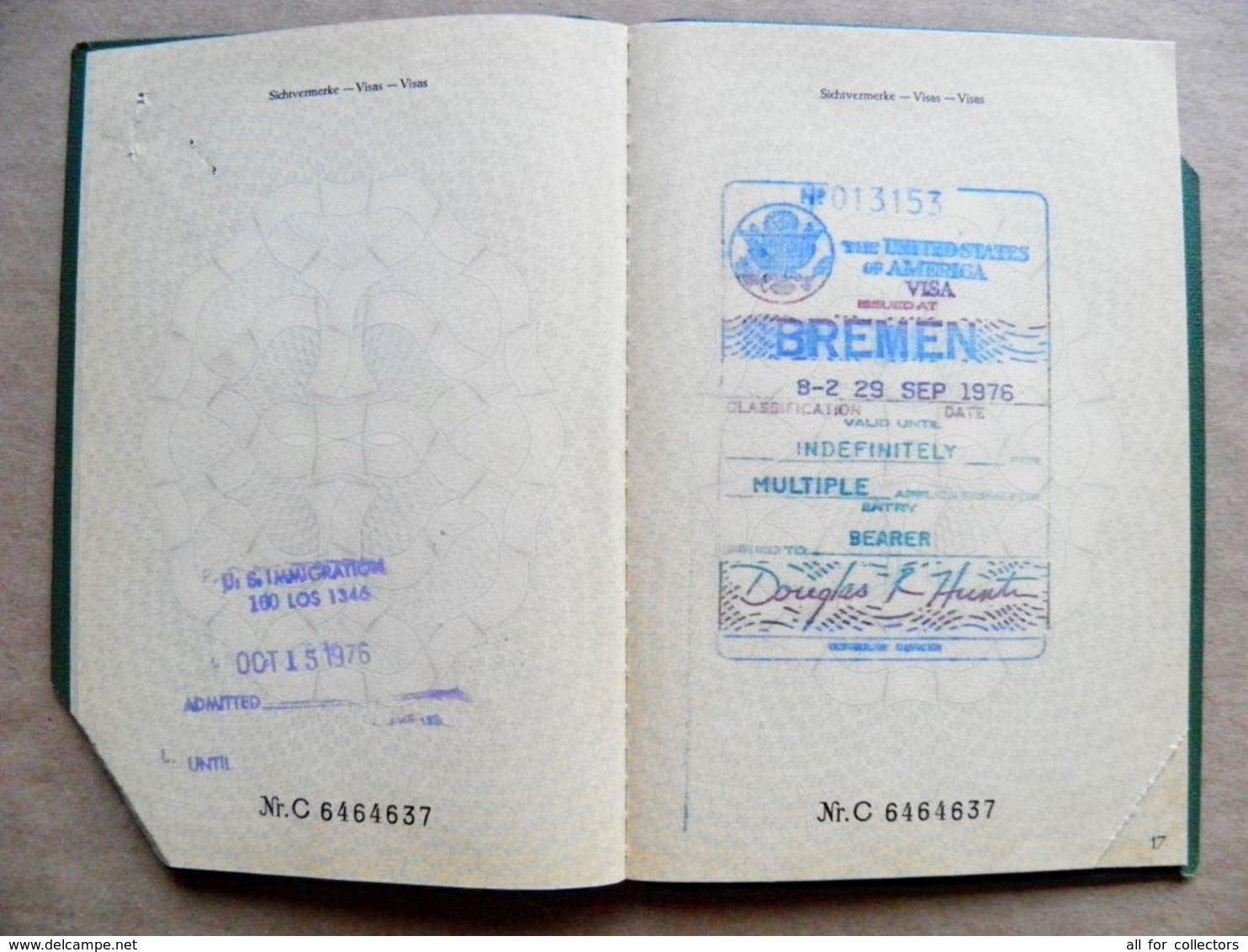 reisepass passport germany deutschland 1971 bremen