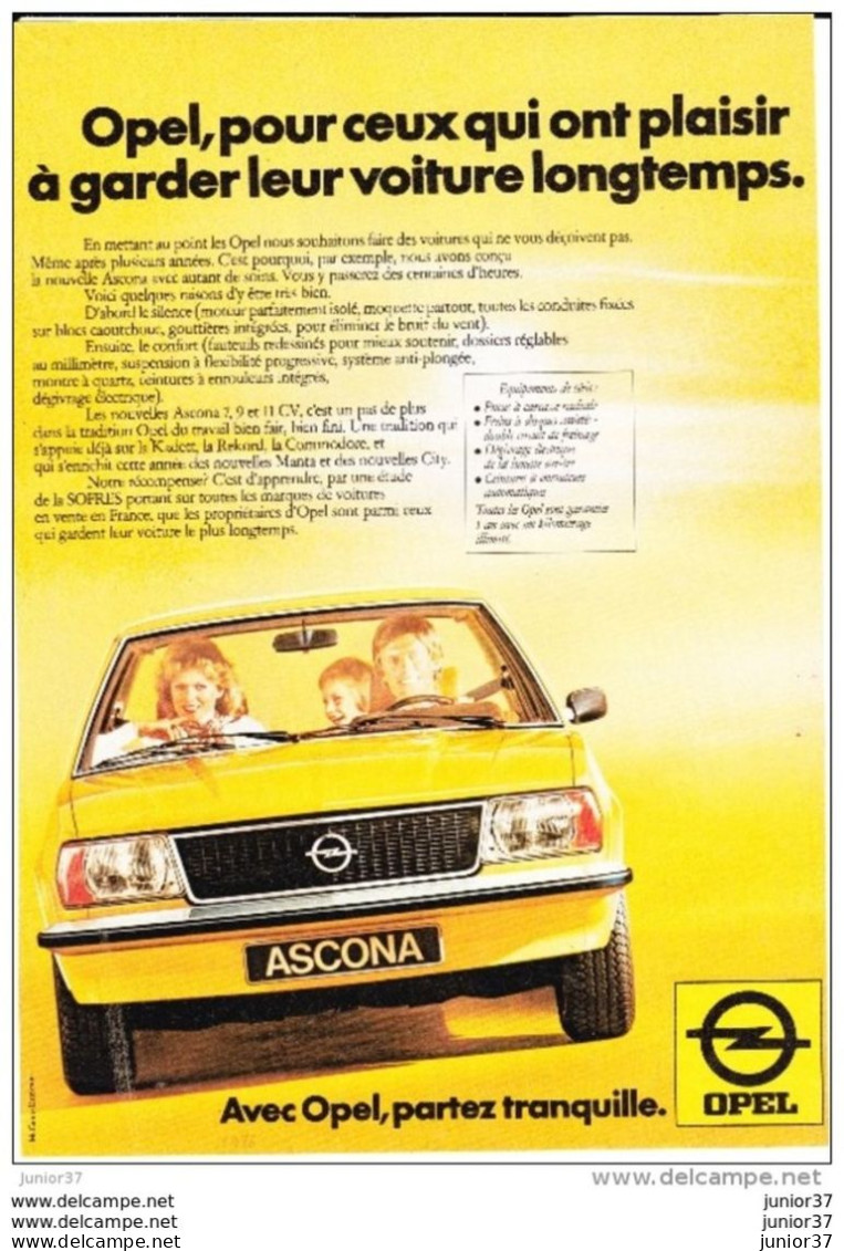 Feuillet De Opel Ascona - Publicités