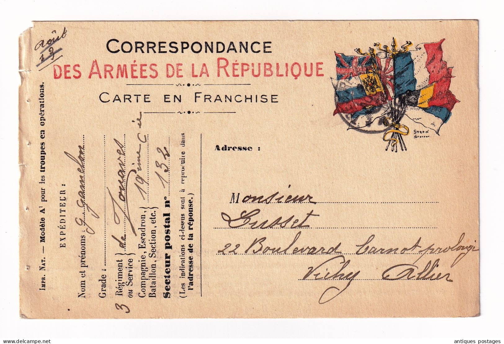 WW1 Carte 1915 Première Guerre Mondiale 104e Régiment Zouaves Secteur Postal 132 Gamelon - WW I