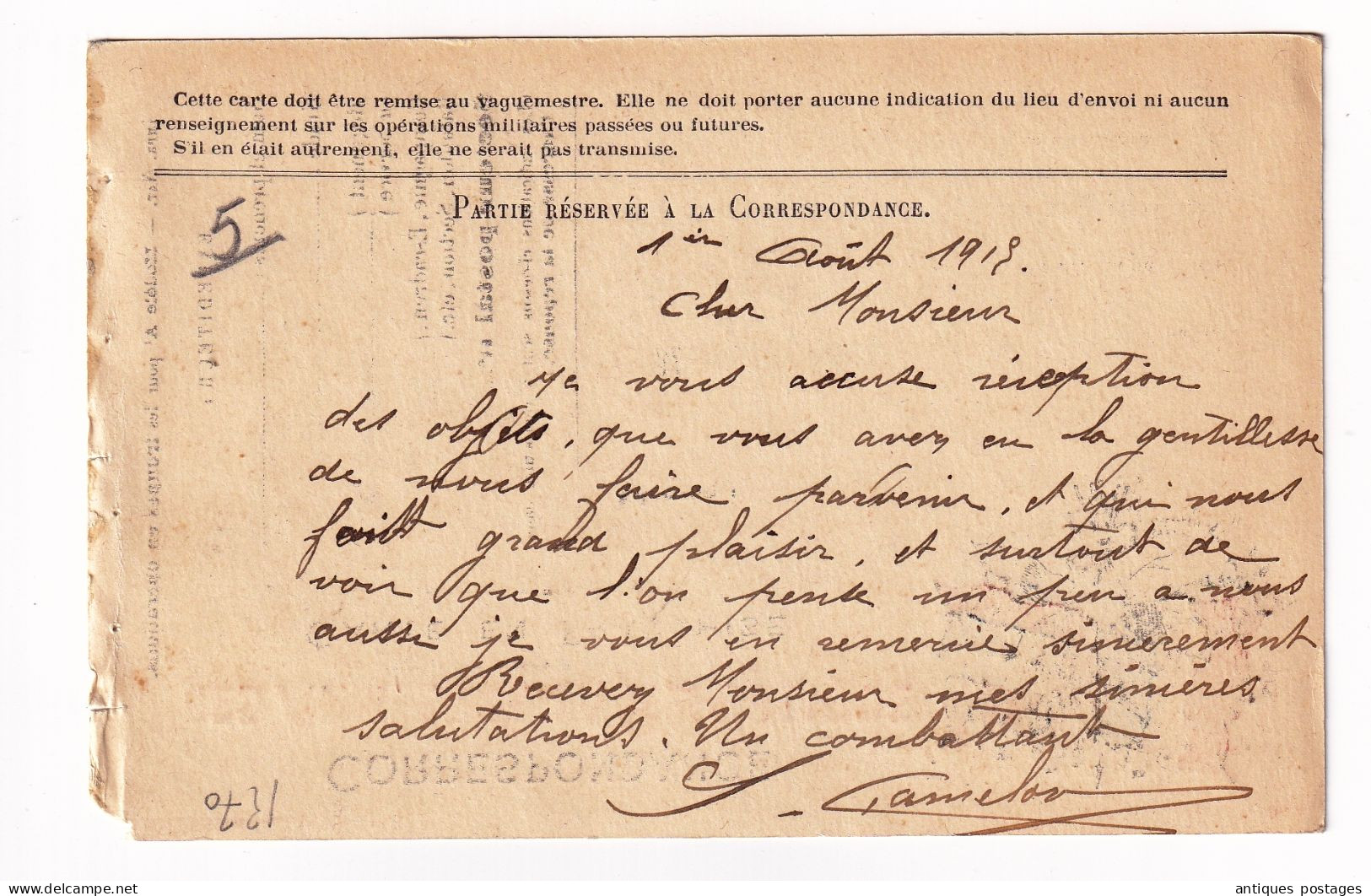 WW1 Carte 1915 Première Guerre Mondiale 104e Régiment Zouaves Secteur Postal 132 Gamelon - WW I