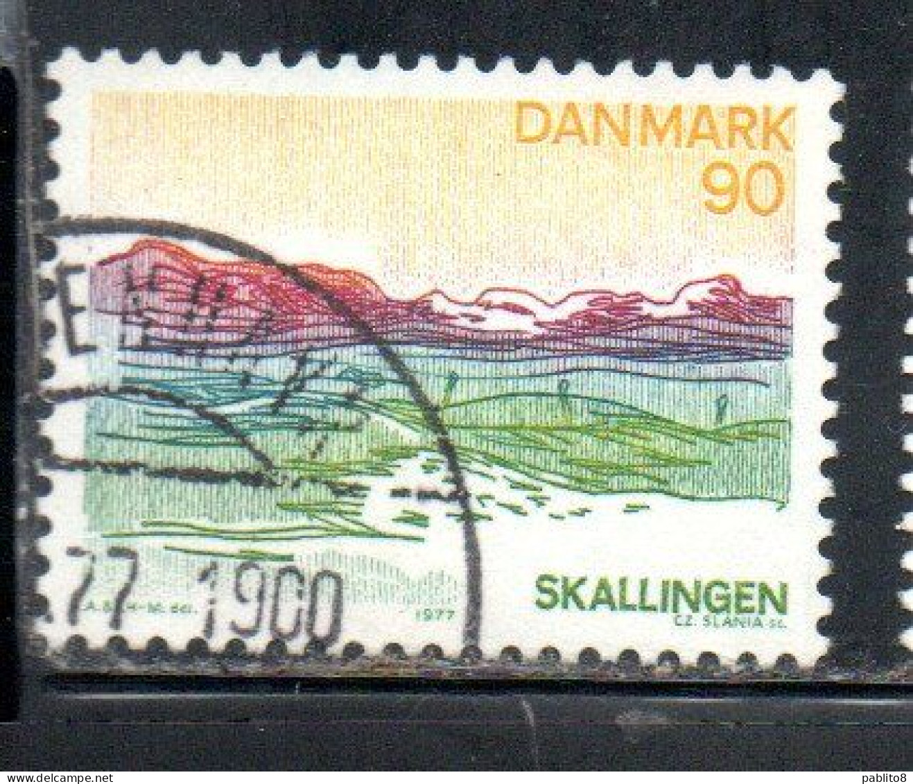 DANEMARK DANMARK DENMARK DANIMARCA 1977 LANDSCAPES SOUTHERN JUTLAND 90o USED USATO OBLITERE' - Gebraucht