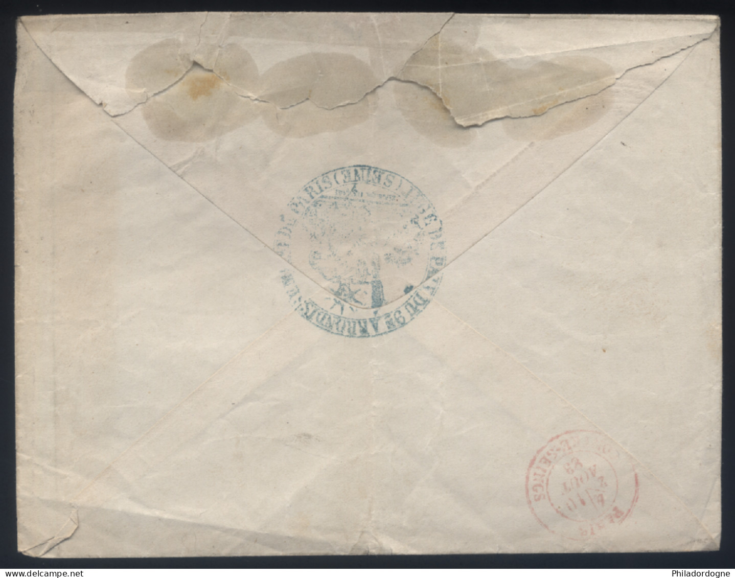 France - Taxe Yvert N° 18 Obl. Sur LsC Triangle Avec Dents Rue Milton Juge De Paix Contre Seings Rouge - 10/08/1888 - 1859-1959 Covers & Documents