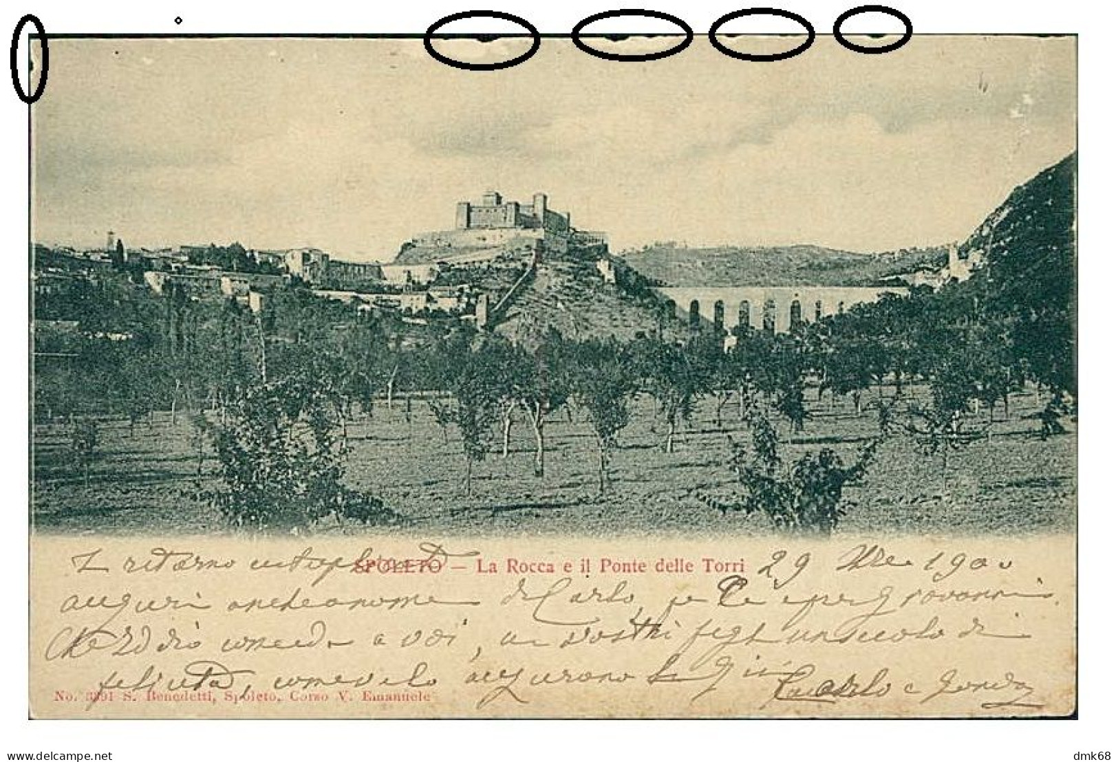 SPOLETO ( PERUGIA ) LA ROCCA E IL PONTE DELLE TORRI - EDIZIONE BENEDETTI - SPEDITA 1900 (20838) - Perugia