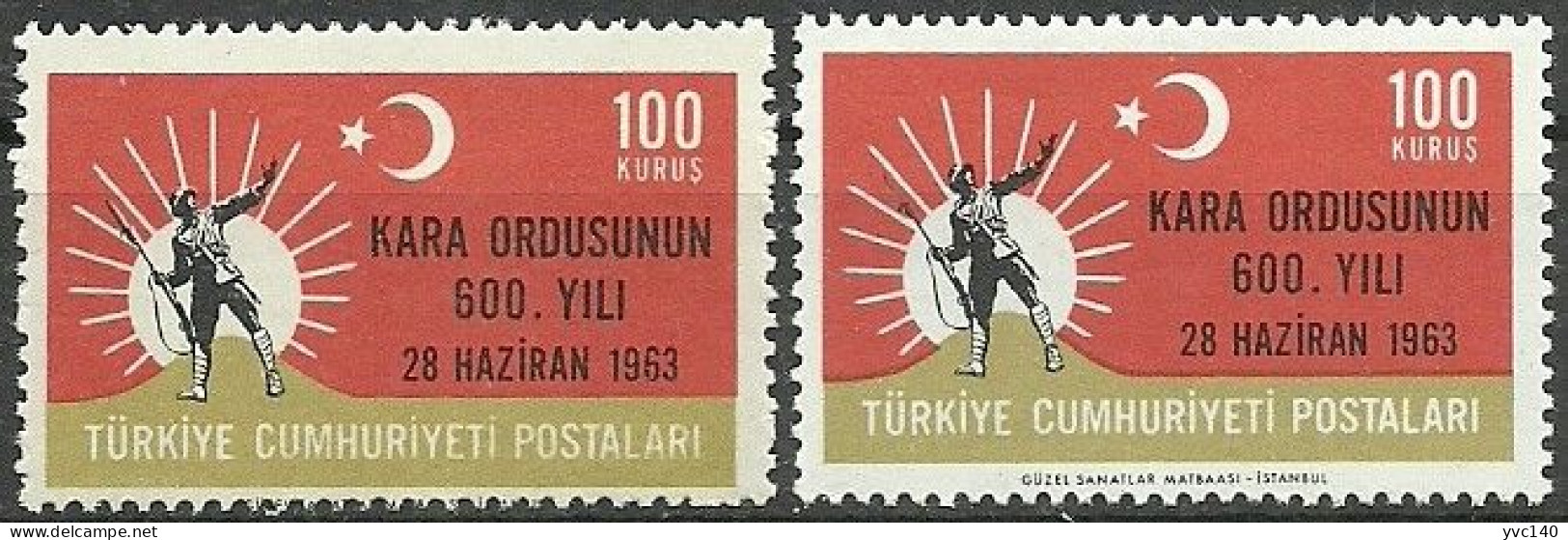 Turkey; 1963 600th Anniv. Of Turkish Army 100 K. ERROR "Shifted Print" MNH** - Ongebruikt