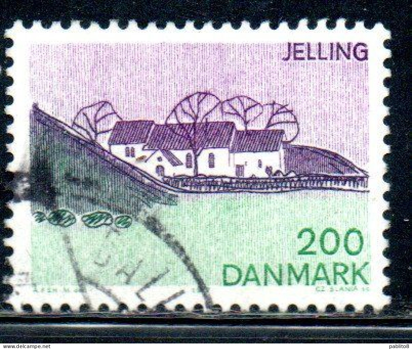 DANEMARK DANMARK DENMARK DANIMARCA 1977 LANDSCAPES JELLING 200o USED USATO OBLITERE' - Used Stamps