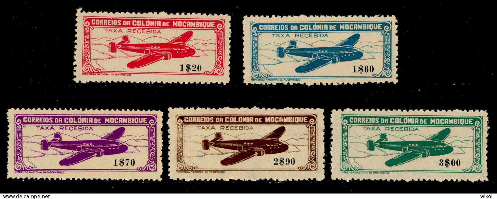 ! ! Mozambique - 1946 Air Mail (Complete Set) - Af. CA 11 To 15 - MH (YT 165) - Mozambique