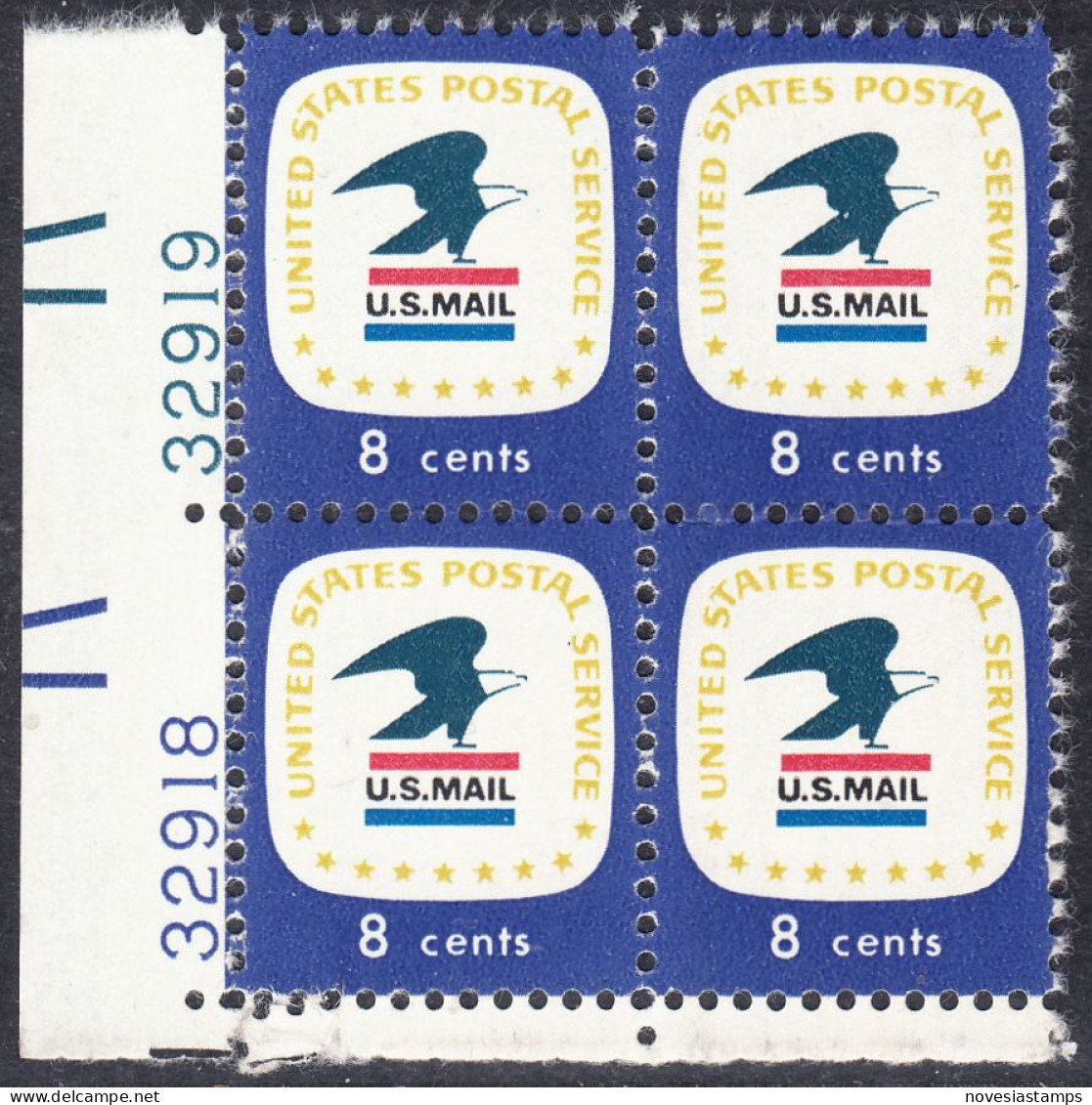 !a! USA Sc# 1396 MNH BLOCK From Lowes Left Corner & Plate-# 32918/19 - US Postal Service - Unused Stamps