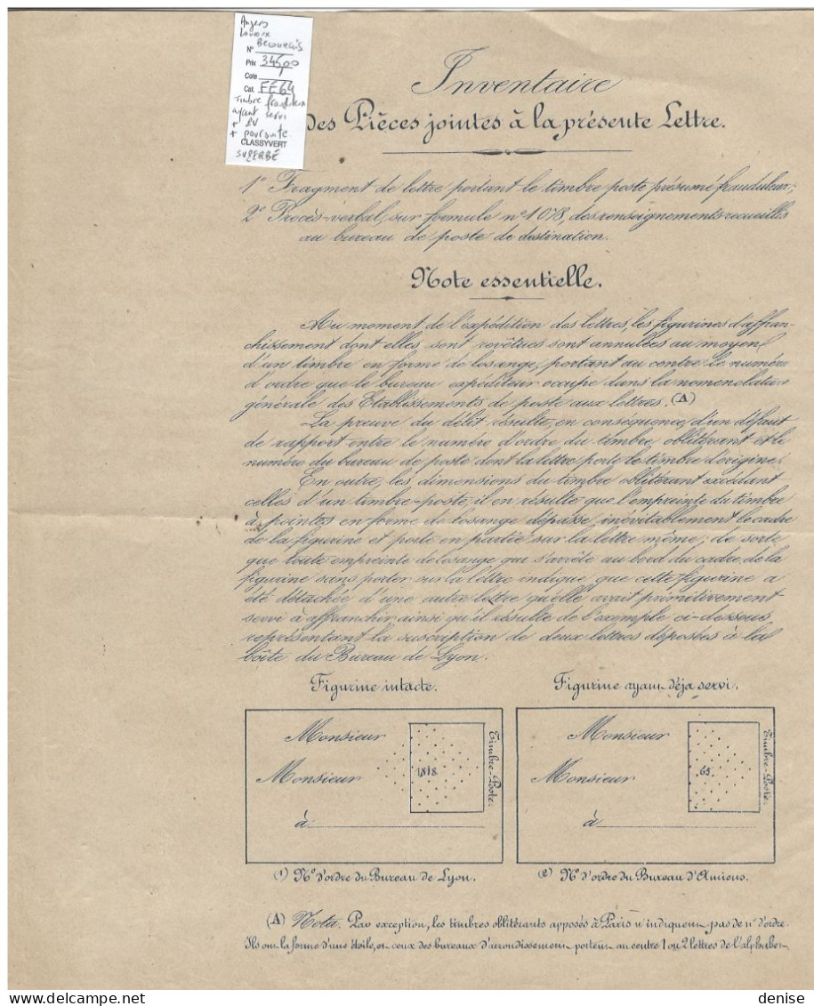France - Lettre Avec Timbre Deja Servi - Angers - Louroux Beconnais + Dossier D'amende - 1856 - 1849-1876: Periodo Clásico