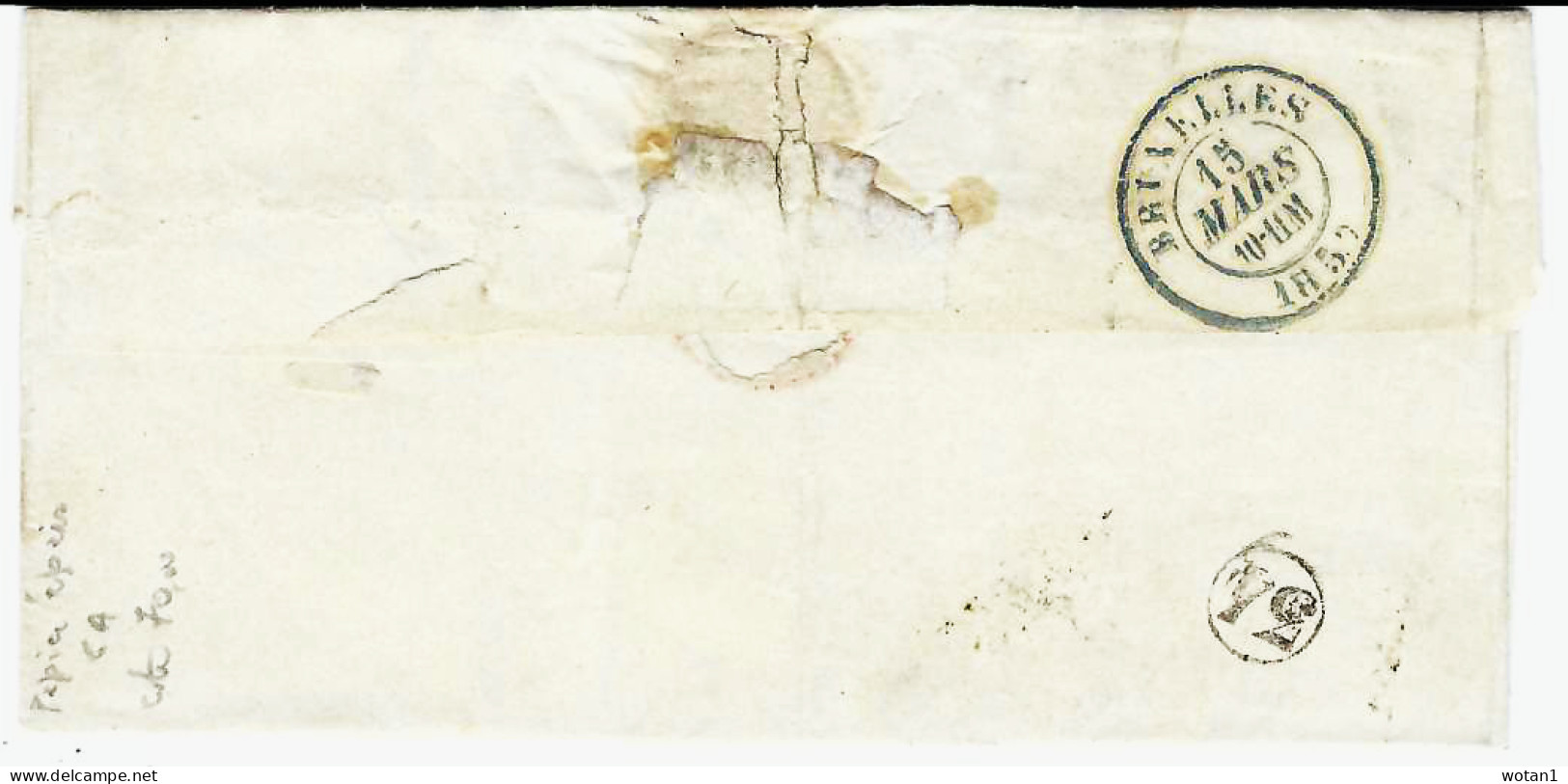 T.P. 6A Papier épais (Paire) S/L. De SAINT-NICOLAS Du 15 MARS 1857 à St JOSSE-TEN-NOODE (Obl. BRUXELLES) + "34" - 1851-1857 Medallions (6/8)