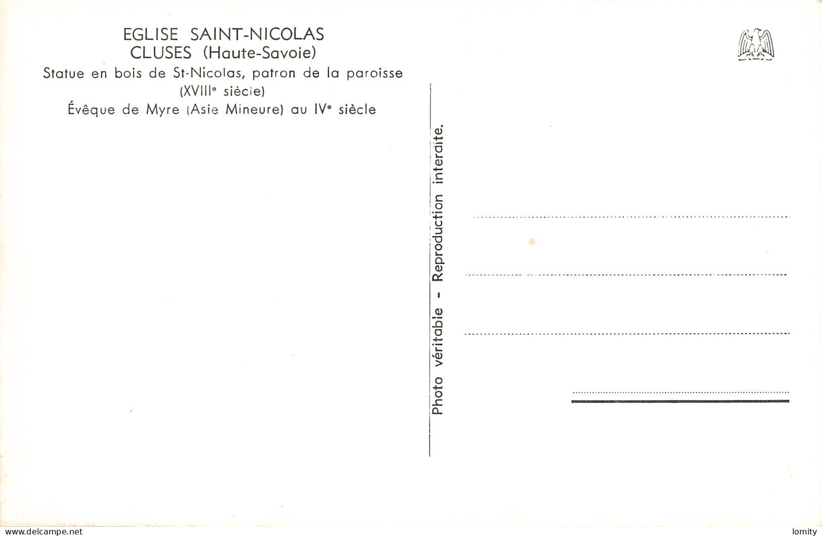 74 Cluses église Saint Nicolas Statue En Bois De St Nicolas Patron De La Paroisse CPSM PF - Cluses