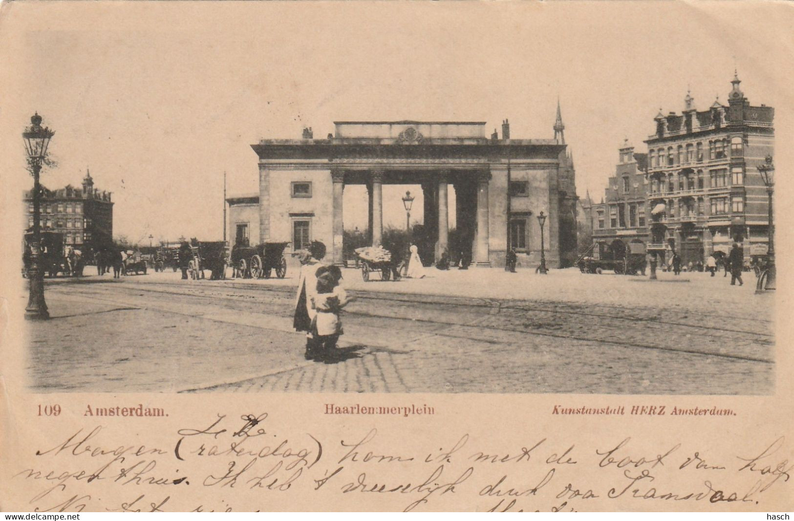 4936 25 Amsterdam, Haarlemmerplein. 1901. (Achterkant Begint Los Te Raken)  - Amsterdam