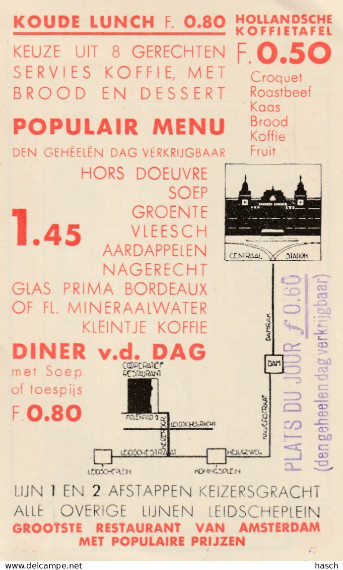 4936 1 Amsterdam, Coöperatief Restaurant Molenpad 2 Hoek Keizersgr. B. D. Leidschestr. Kalender 1934.  - Amsterdam