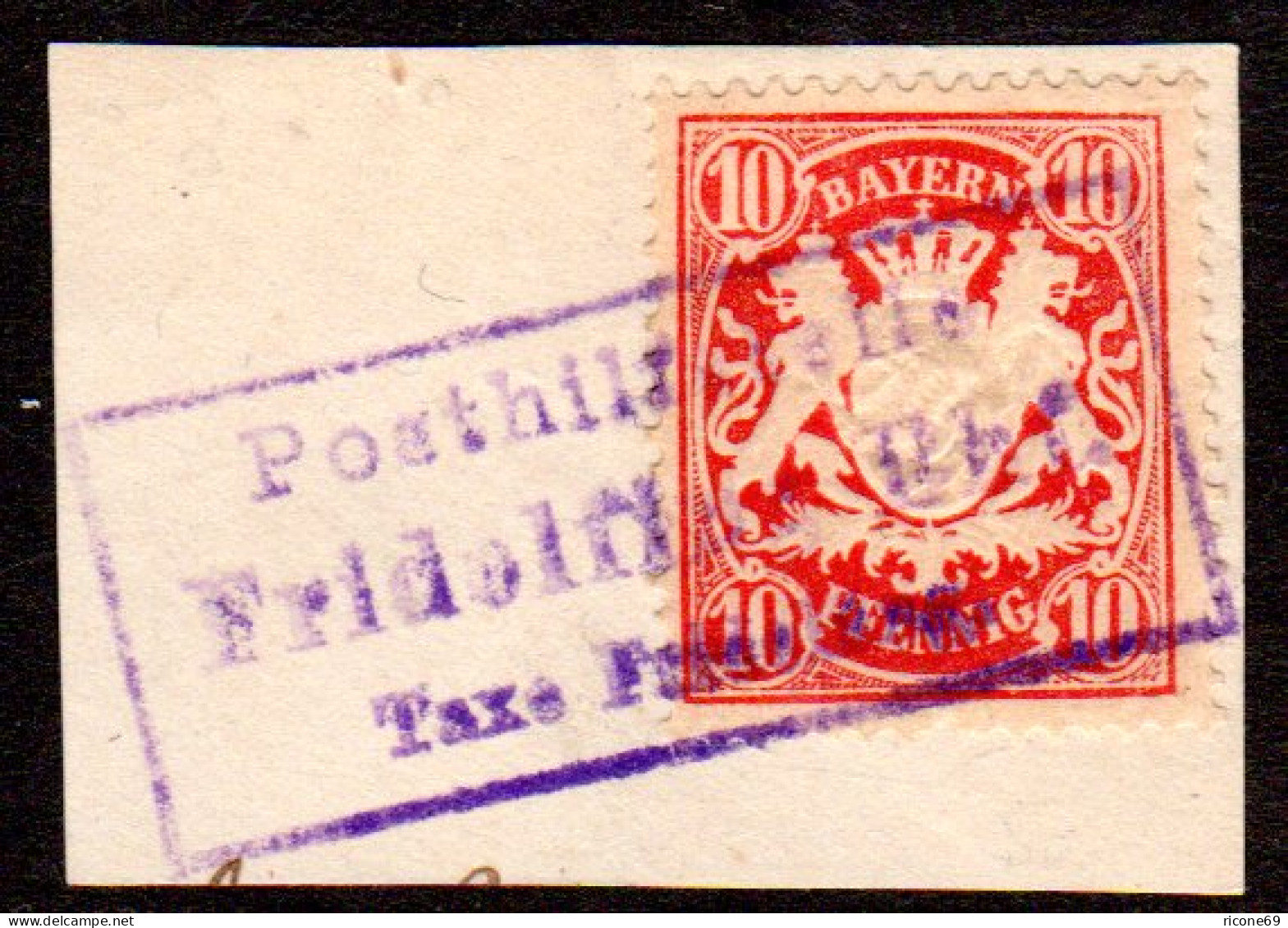 Bayern, Posthilfstelle FRIDOLFING Taxe Freilassing Auf Briefstück M. 10 Pf. - Cartas & Documentos