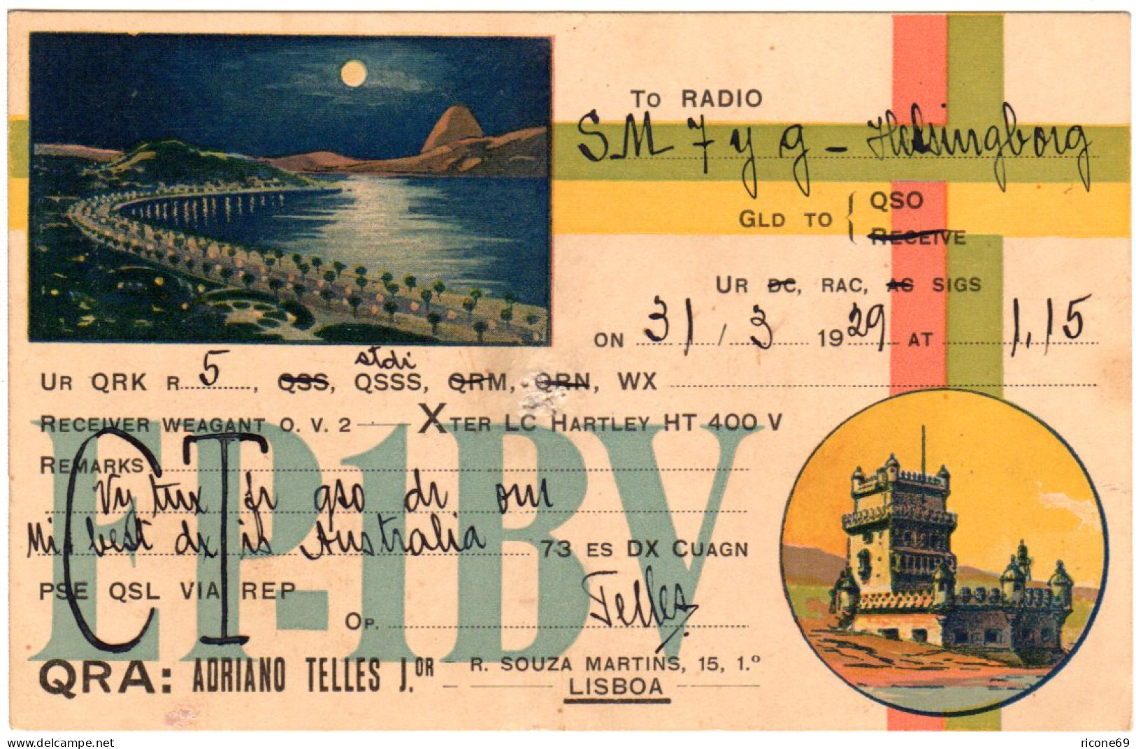 Portugal, Lissabon, 1929 Gebr. Radio-Funk Karte  - Autres & Non Classés