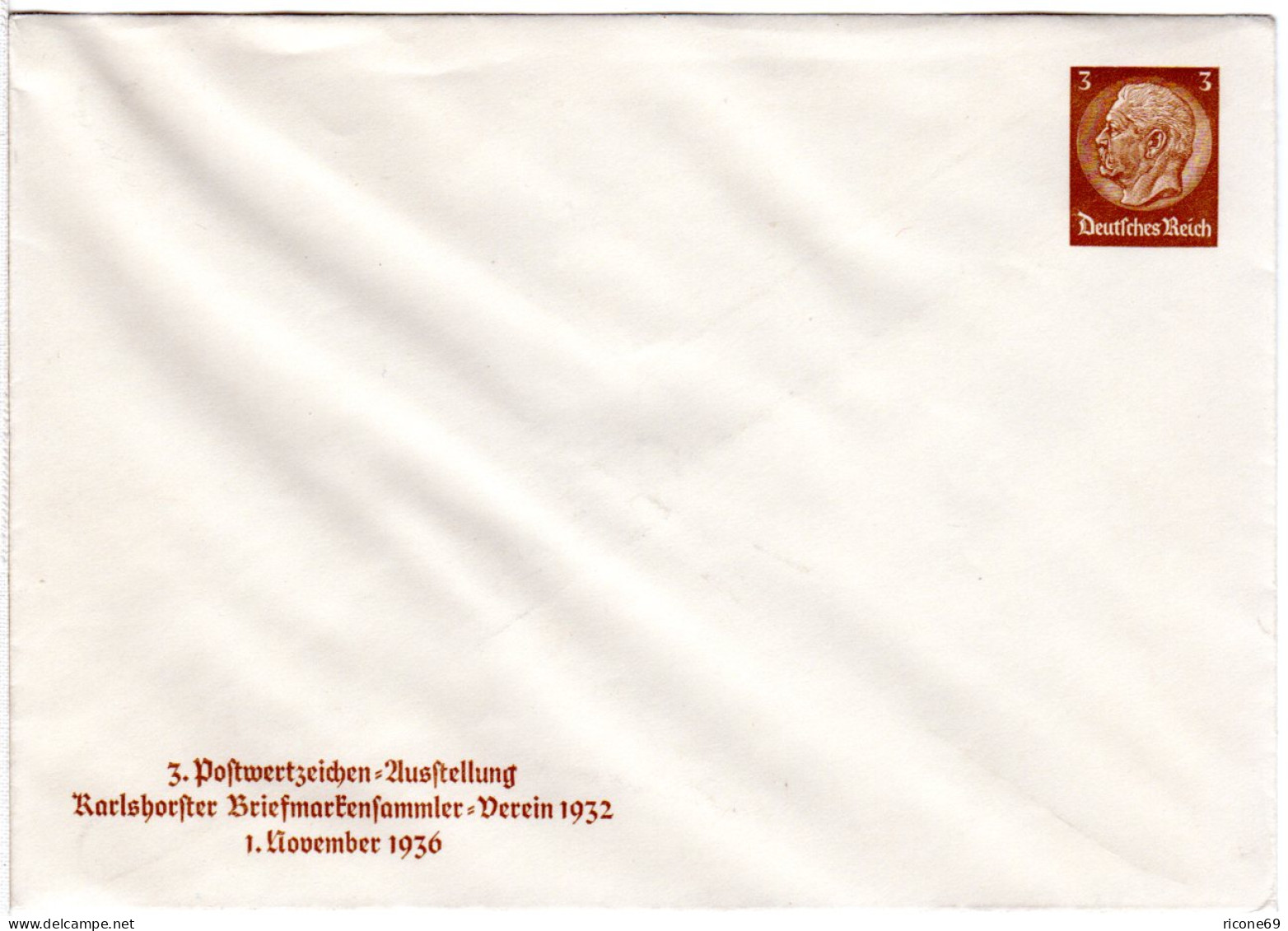 DR, Ungebr. 3 Pf Privatganzsache Umschlag Karlshorster Briefmarkensammler Verein - Autres & Non Classés