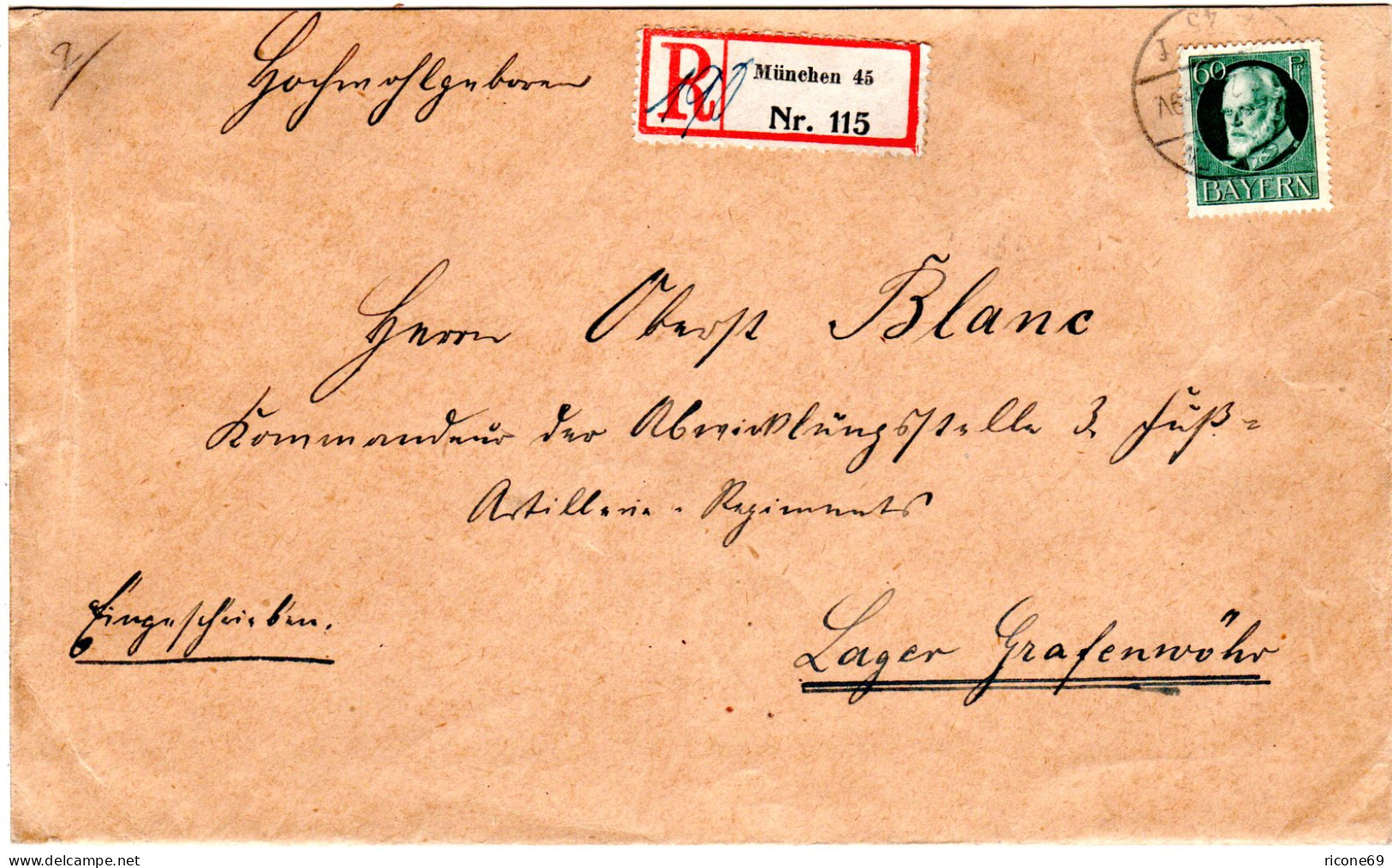 Bayern 1920, EF 60 Pf. Auf Portorichtigem Einschreiben Brief V. München. Geprüft - Covers & Documents
