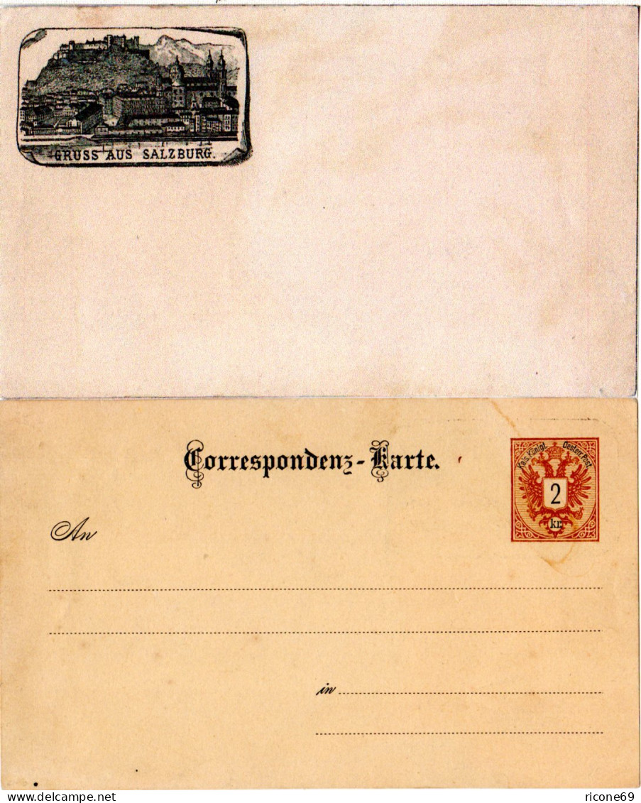 Österreich, Gruss Aus Salzburg, AK Vorläufer Rs. Auf 2 Kr. Ganzsache Ausg. 1883 - Other & Unclassified