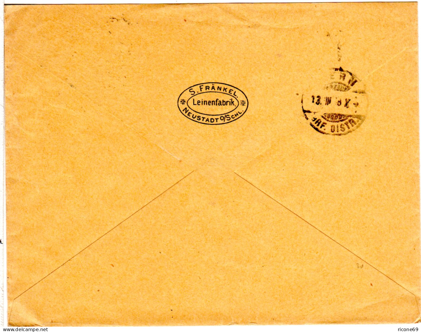 DR 1906, 20 Pf. Germania M. Perfin S.F.N. Auf Brief V. Neustadt Oberschlesien - Covers & Documents