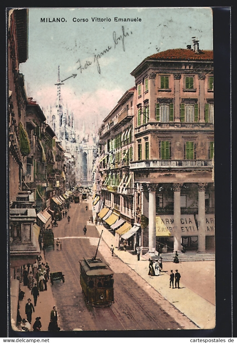 AK Milano, Corso Vittorio Emanuele, Strassenbahn  - Tram