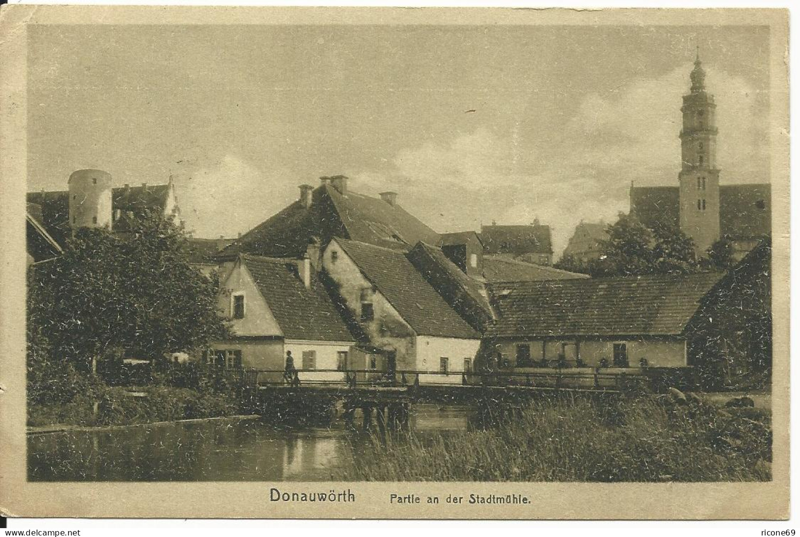 Gruss Aus Donauwörth, Stadtmühle M. Hl. Kreuz Kirche, Ungebr. Sw-AK - Other & Unclassified