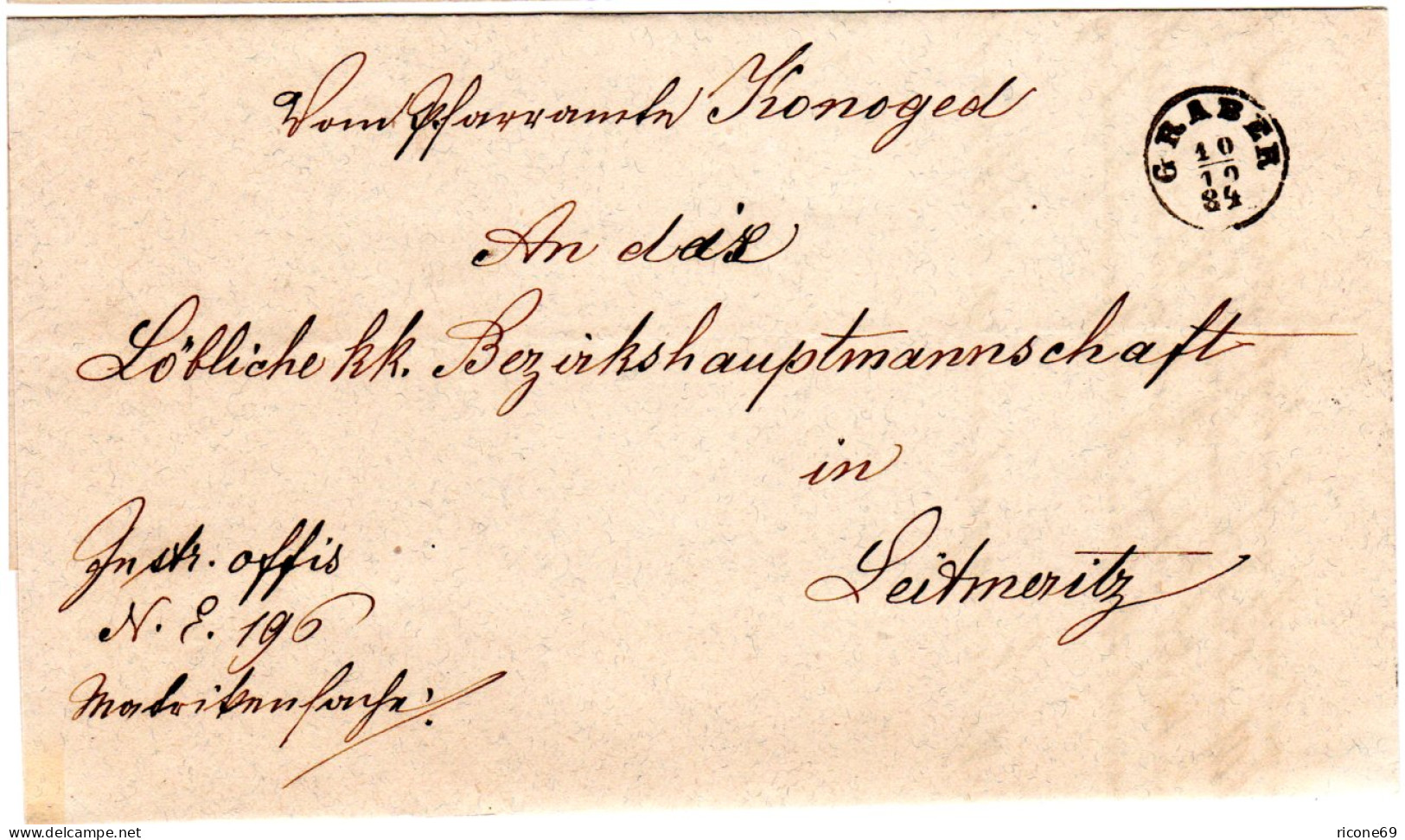 Österreich 1884, Böhmen-Fingerhutstpl. GRABER Klar Auf Brief N. Leitmeritz - Lettres & Documents