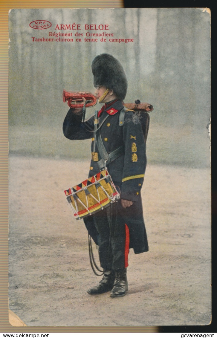 ARMEE BELGES     REGIMENT DES GRENADIERS , TAMBOUR CLAIRON EN TENUE DE CAMPAGNE - Regiments