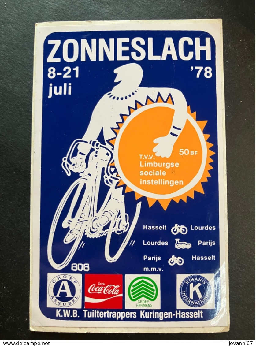 Zonneslach Hasselt -  Sticker - Cyclisme - Ciclismo -wielrennen - Cyclisme