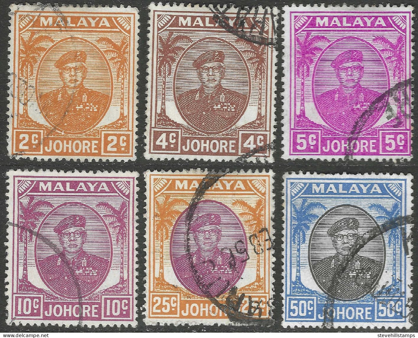 Johore (Malaysia). 1949 Sultan Sir Ibrahim. 6 Used Values To 50c. SG 134-144. M5095 - Johore