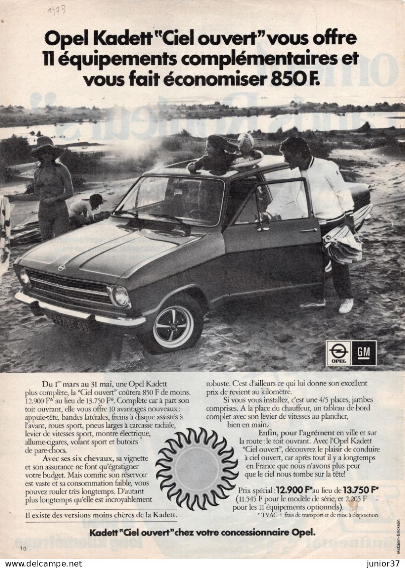 4 Feuillets De Magazine Opel Kadett 1973, GT/E 1976, - Advertising