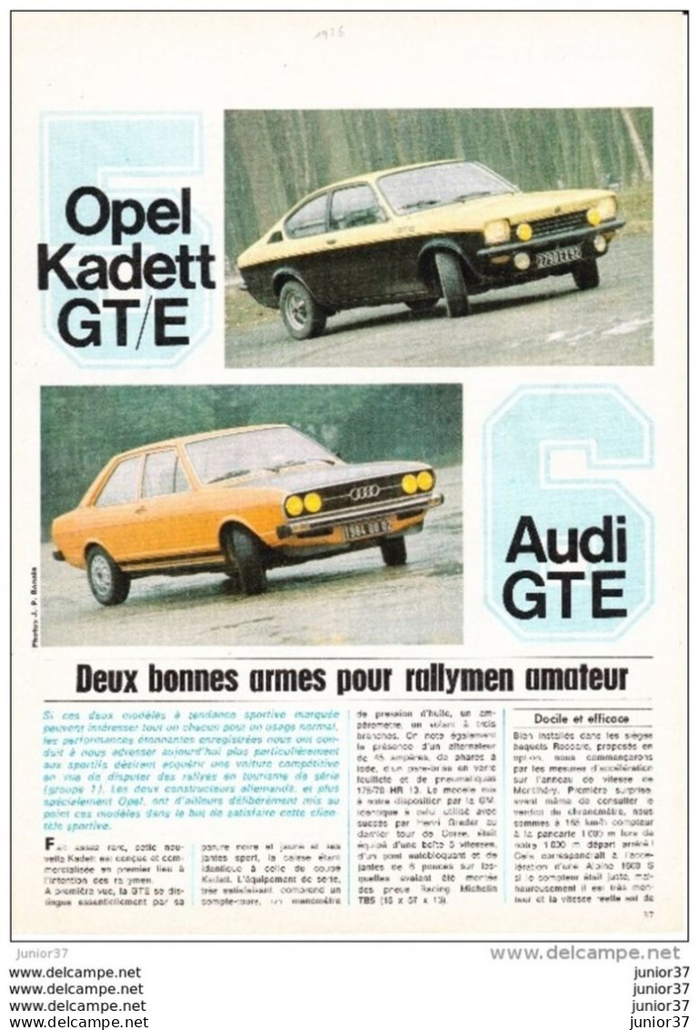 4 Feuillets De Magazine Opel Kadett 1973, GT/E 1976, - Advertising