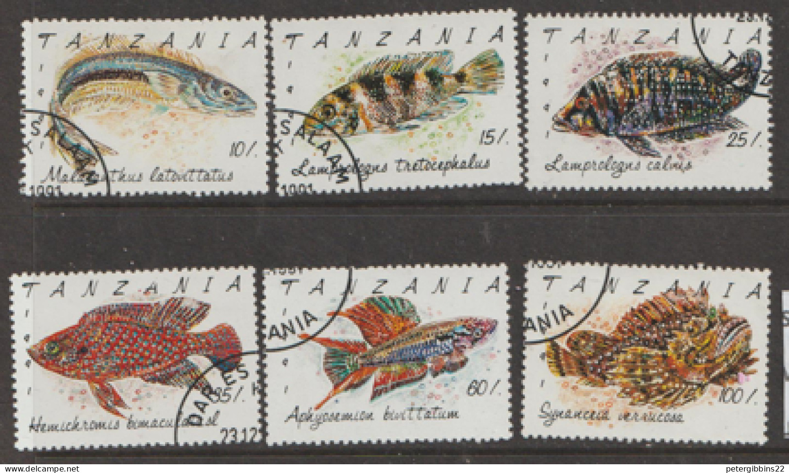 Tanzania   1992  Fishes Various Values  Fine Used - Tanzania (1964-...)