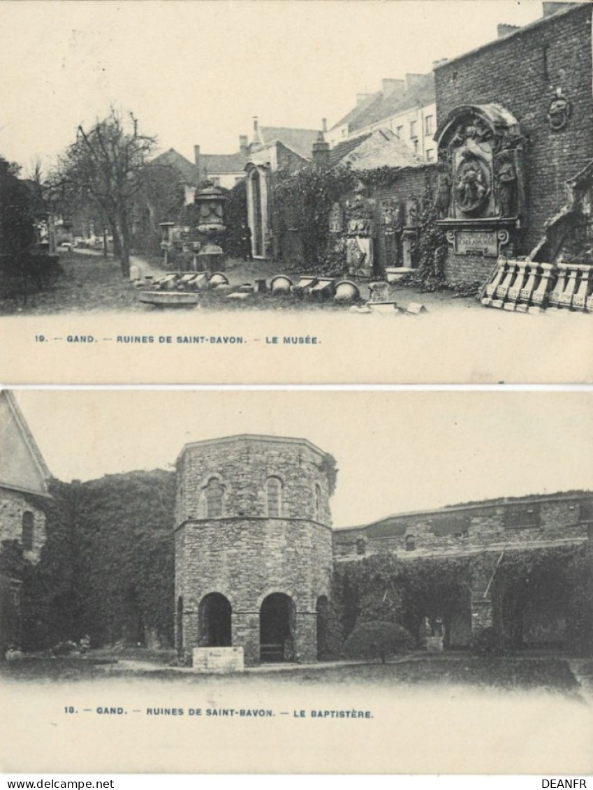 GAND : Ruines De Saint-Bavon - Le Musée Et Le Baptistère. ( 2 Cartes ). Impeccables. - Gent