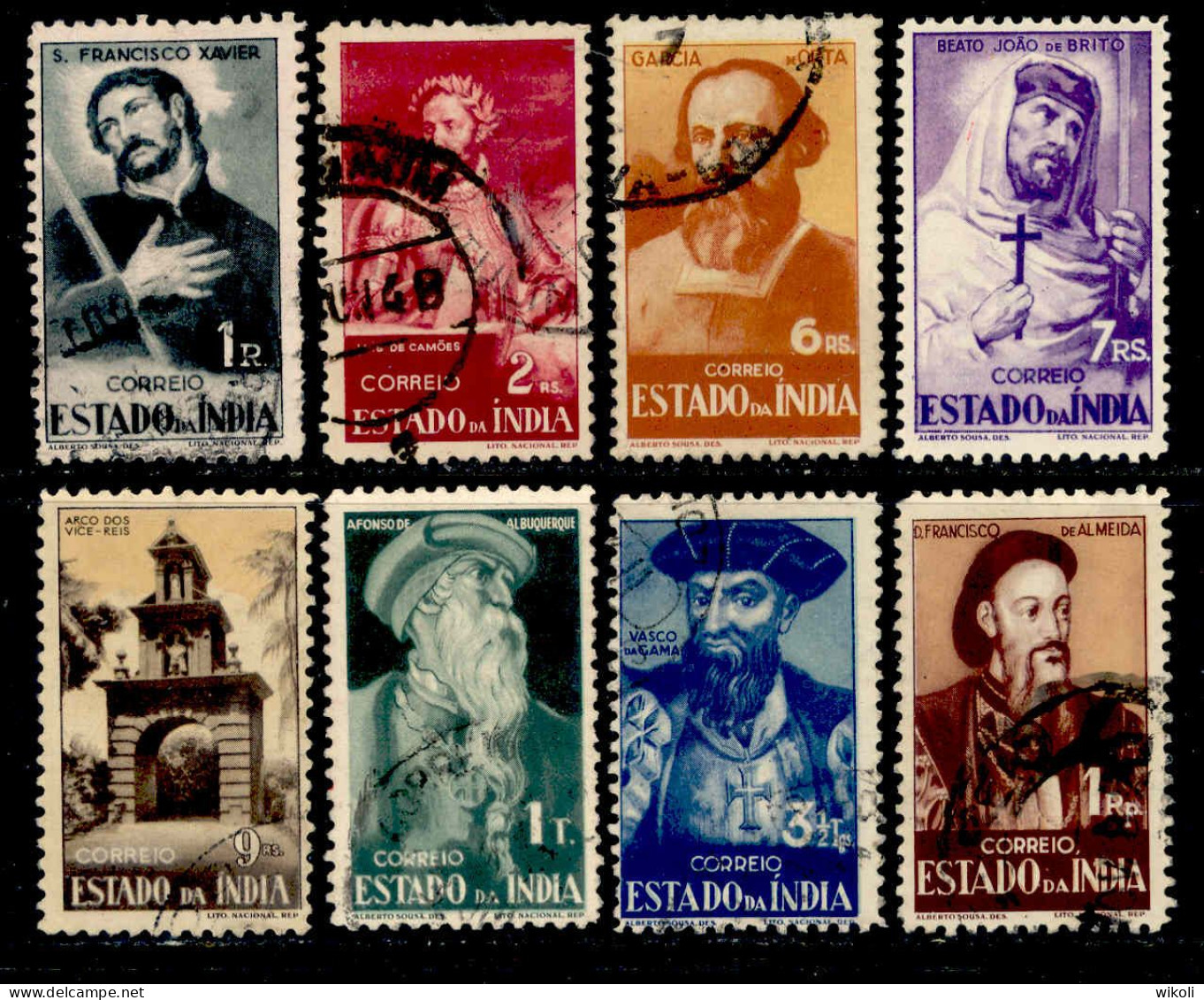 ! ! Portuguese India - 1946 Historic Motifs (Complete Set) - Af. 376 To 383 - Used - India Portuguesa