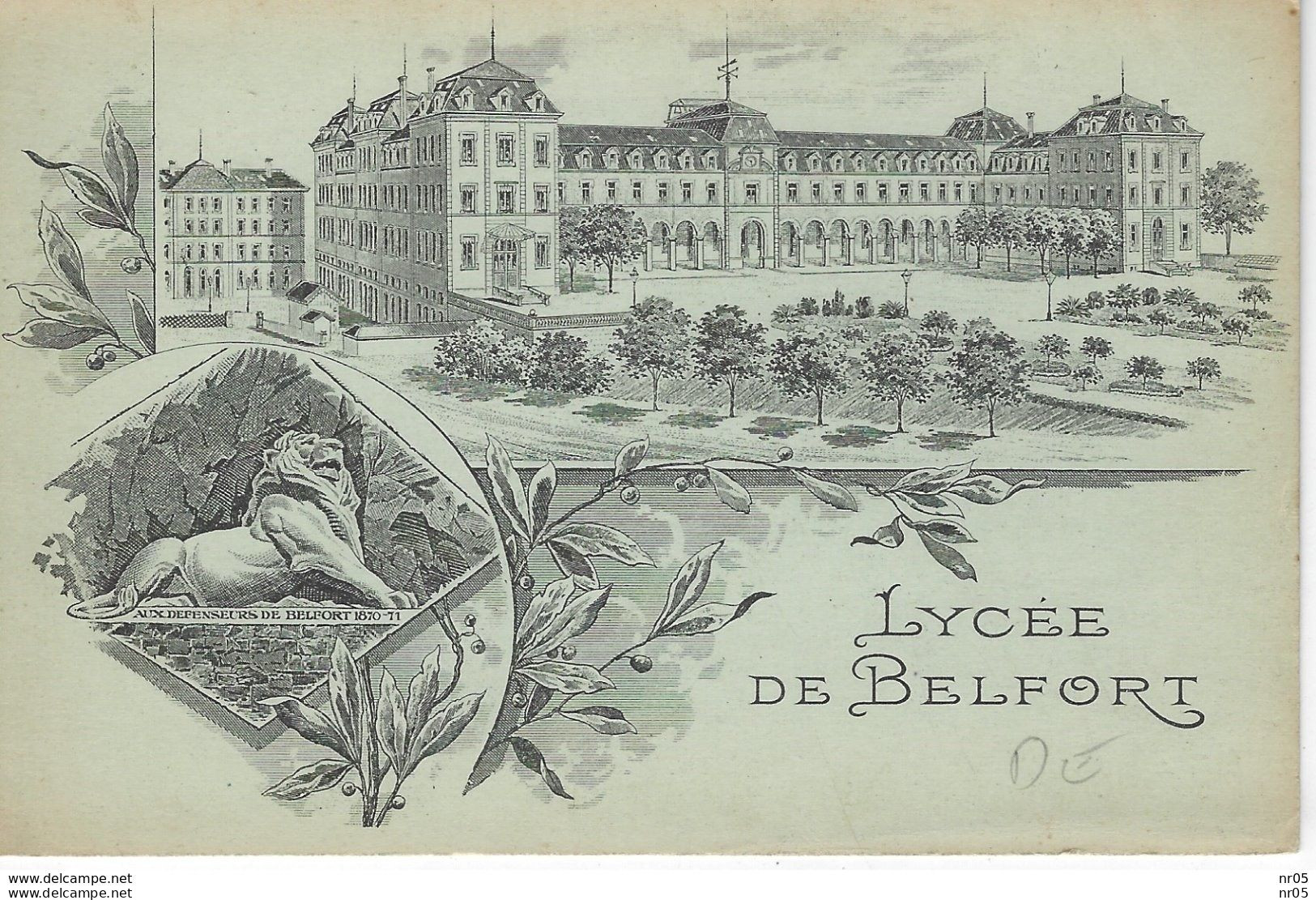 90  - Lycee De BELFORT ( Gravure Fond Bleu ) - Belfort - Città