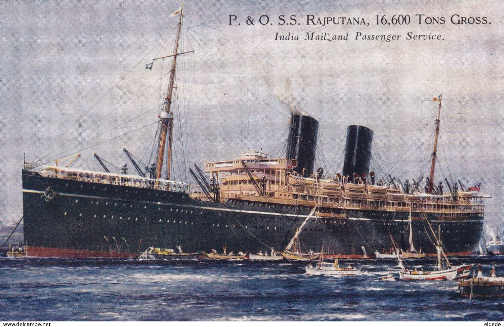 P. And O. Shipping Line S.S. Rajputana India Mail Paquebot - Inde