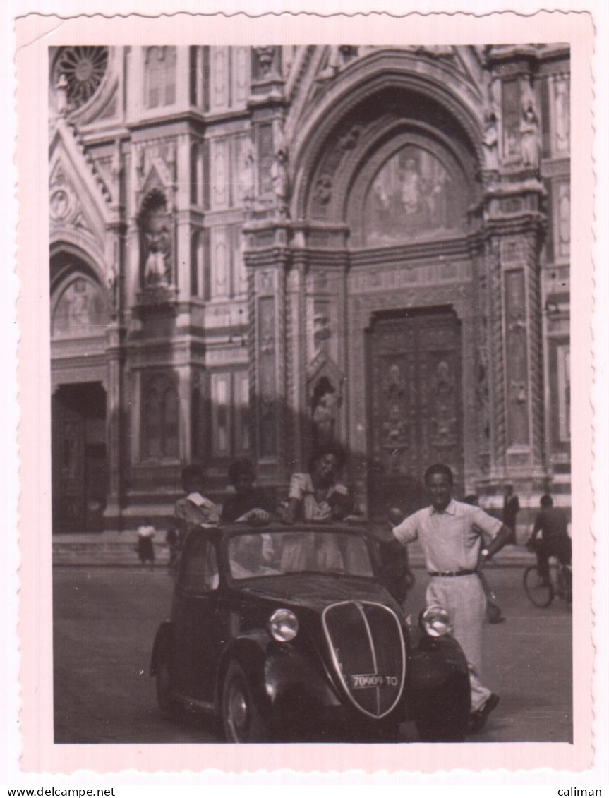 GRUPPO CON AUTO CAR VOITURE FIAT TOPOLINO - FOTO ORIGINALE - Automobiles