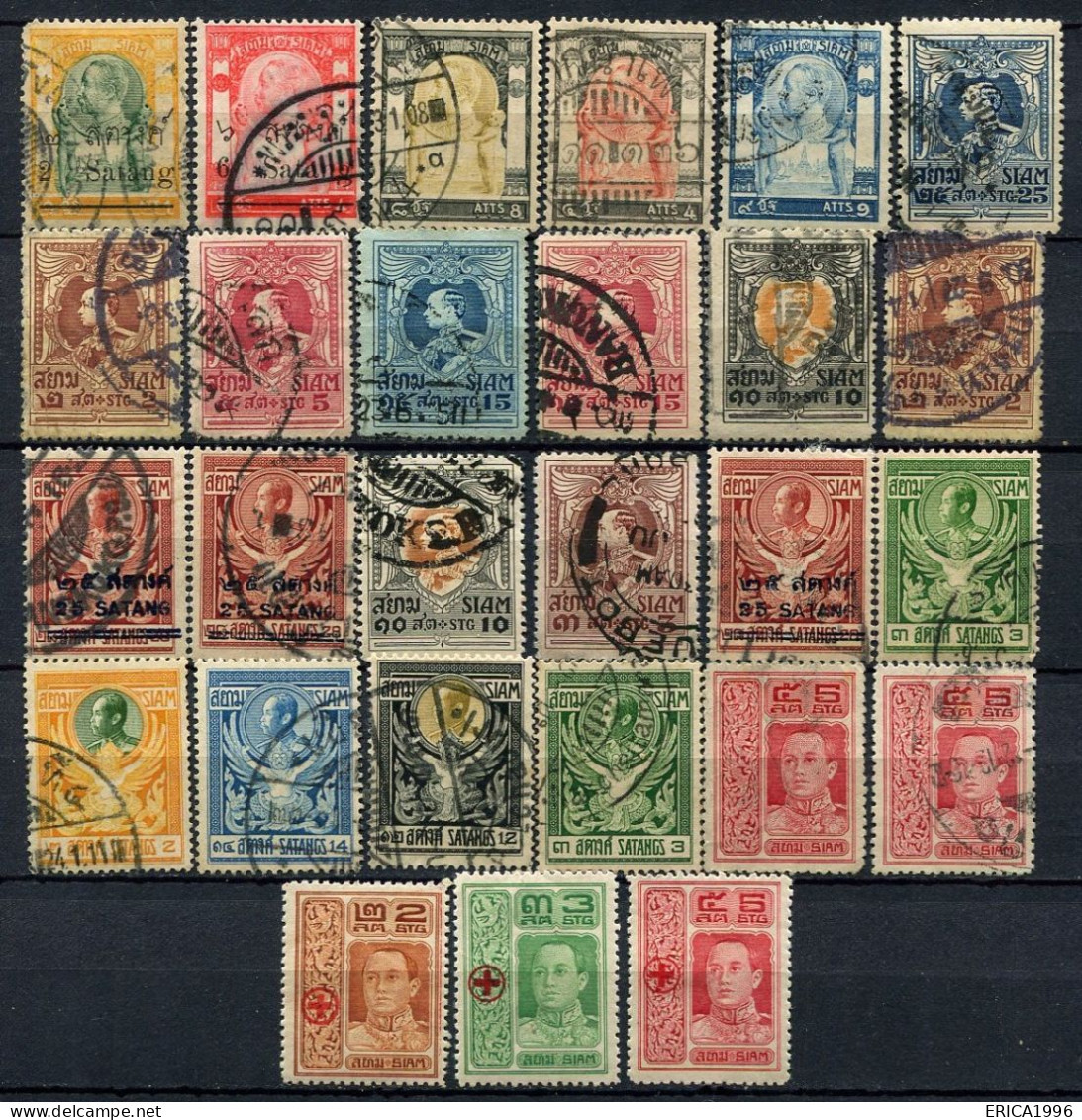 Z3758 THAILAND TAILANDIA SIAM 1905-30 King Chulalungkorn, Lotto Di 27 Francobolli Usati (3 Nuovi), Buone Condizioni - Siam