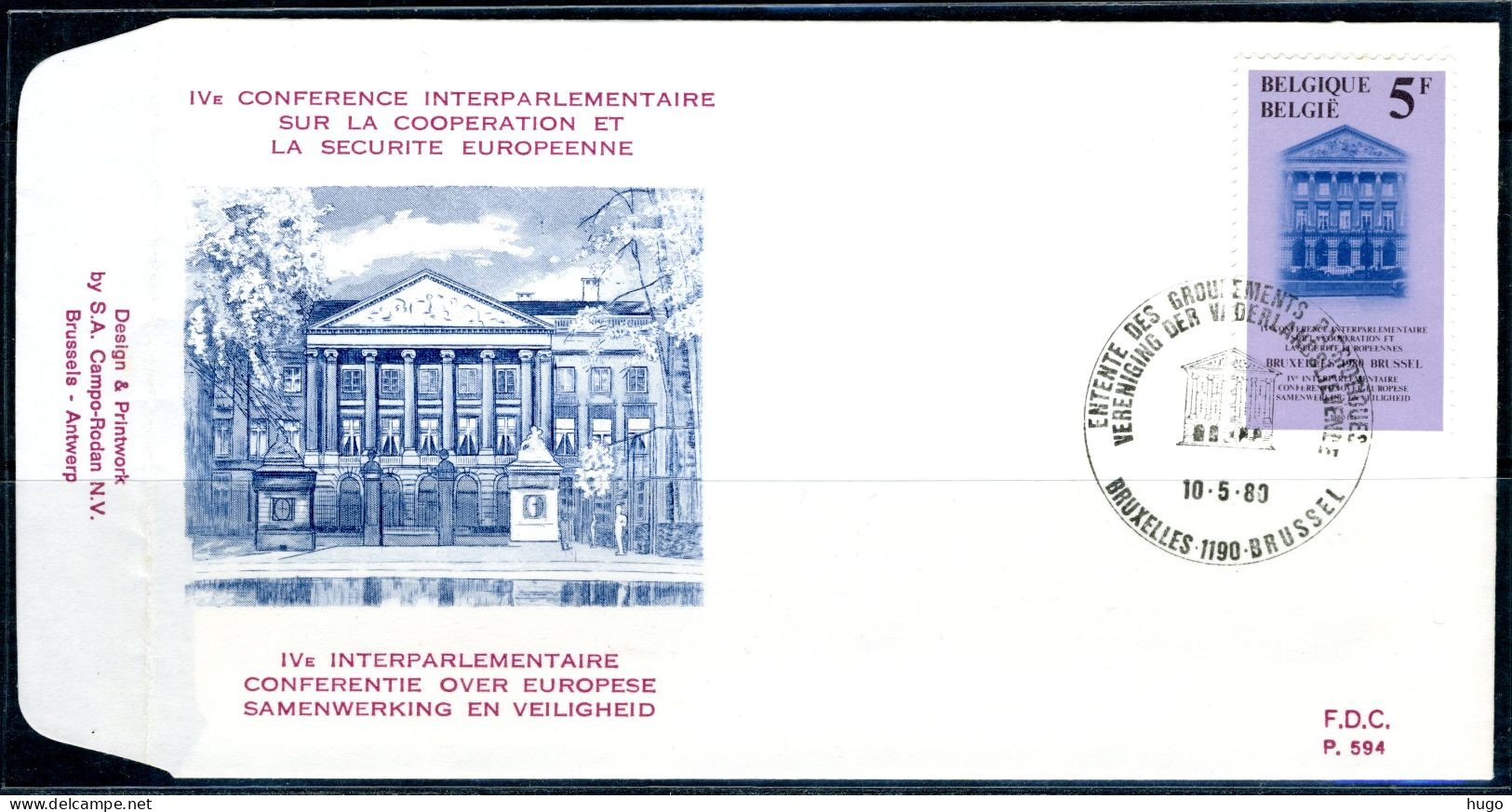 (B) 1975 FDC 1980 - Paleis Der Natie. - 1971-1980