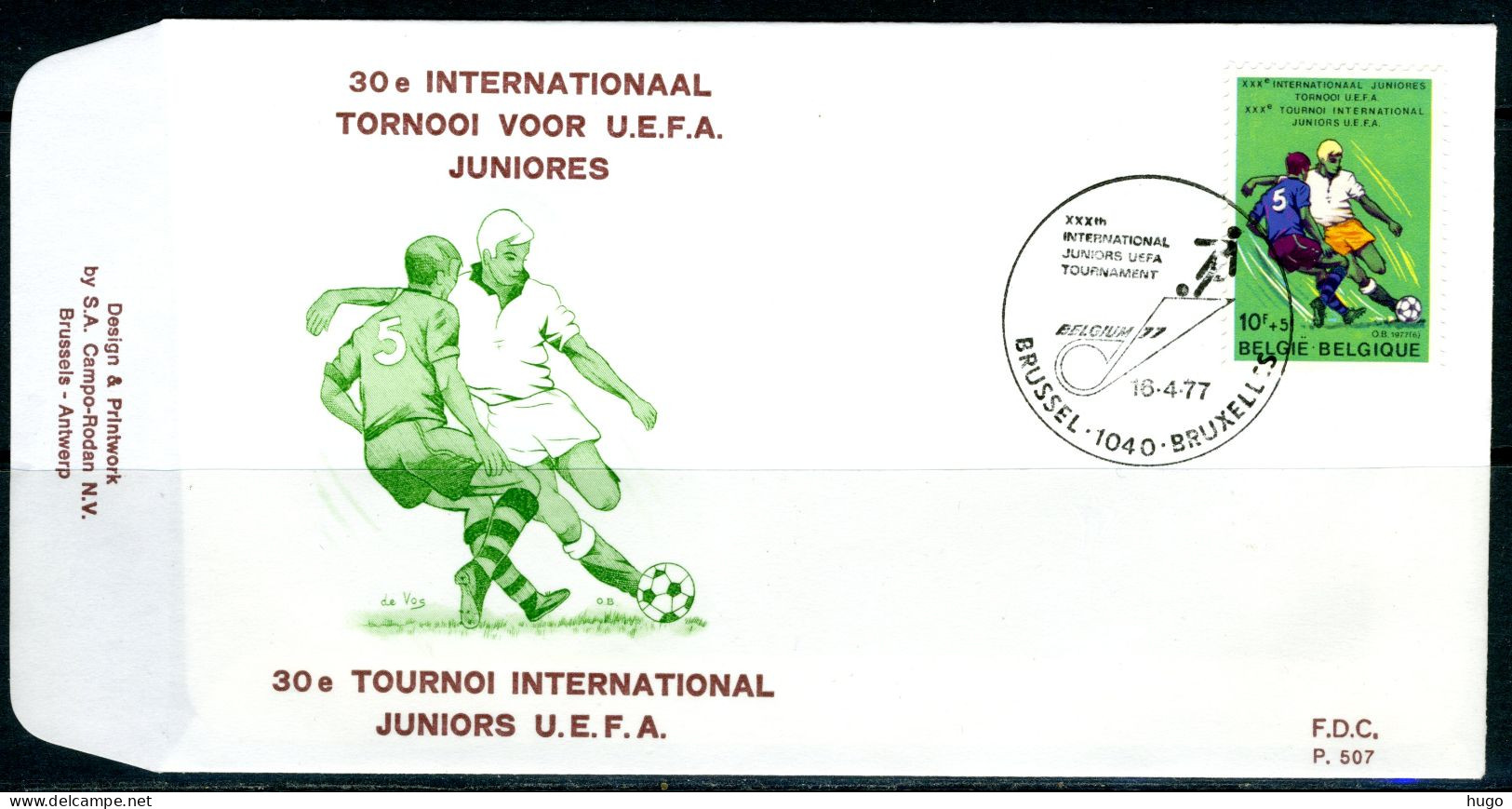 (B) 1851 FDC 1977 - 30e Internationaal Juniorentornooi Van De U.E.F.A. - 1971-1980