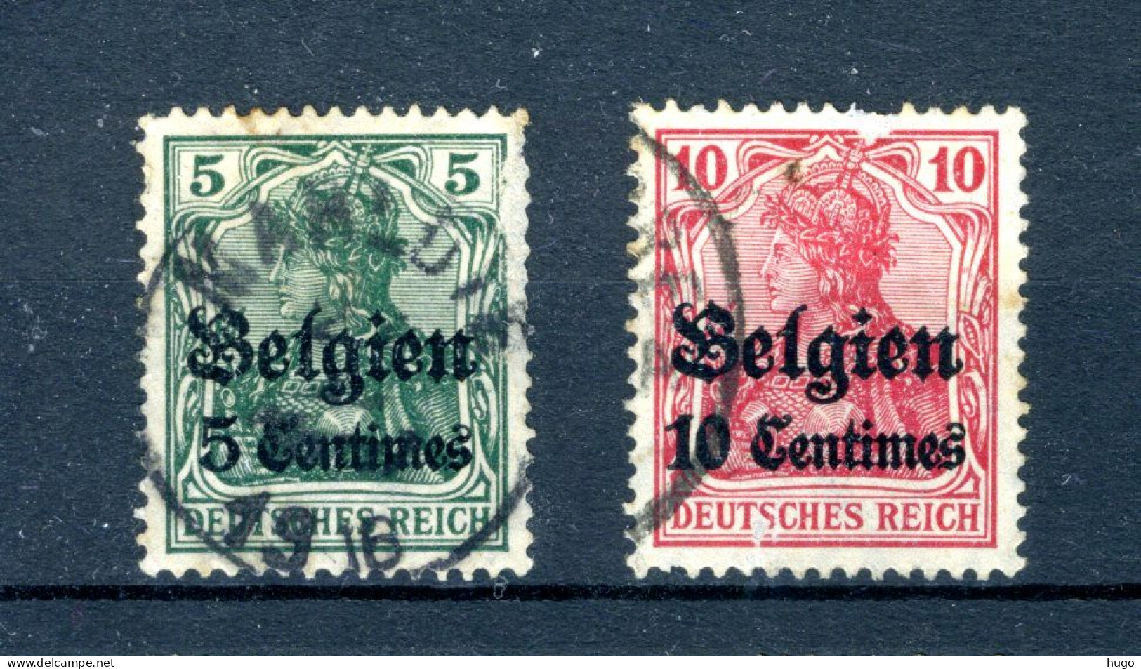 (B) OC2/3 Gestempeld 1914 - Duitse Zegels Met Opdruk Belgien - OC1/25 Gobierno General